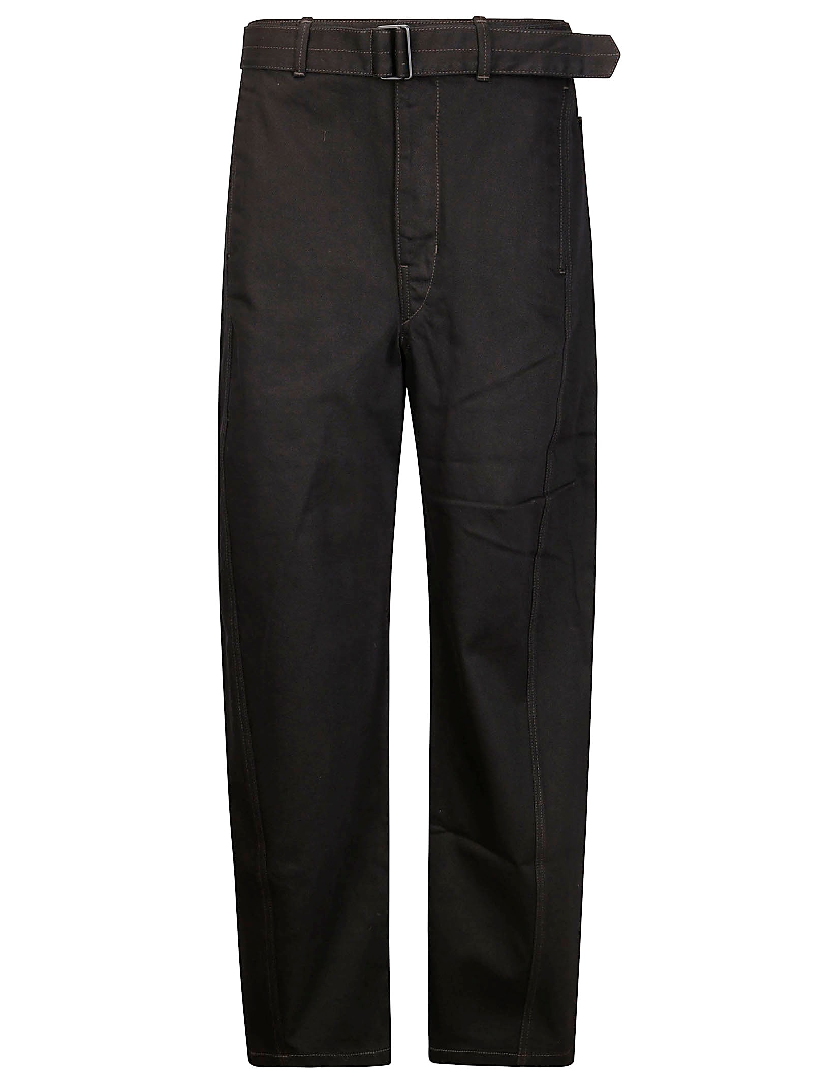 Lemaire Twisted Belted Pants In Black