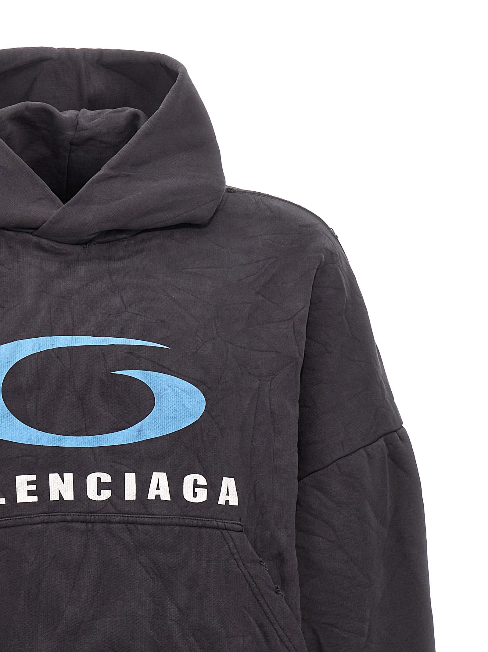 Shop Balenciaga Loop Sports Icon Cropped Hoodie In Black