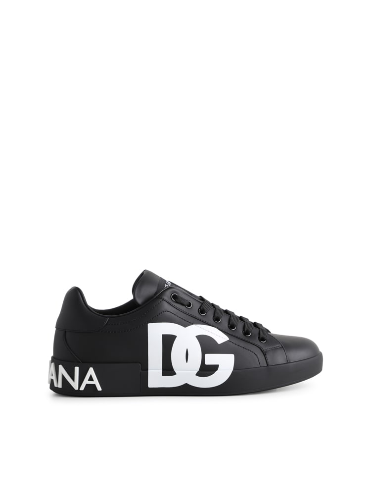 Dolce & Gabbana Portofino Nappa Sneaker With Printed Dg Logo