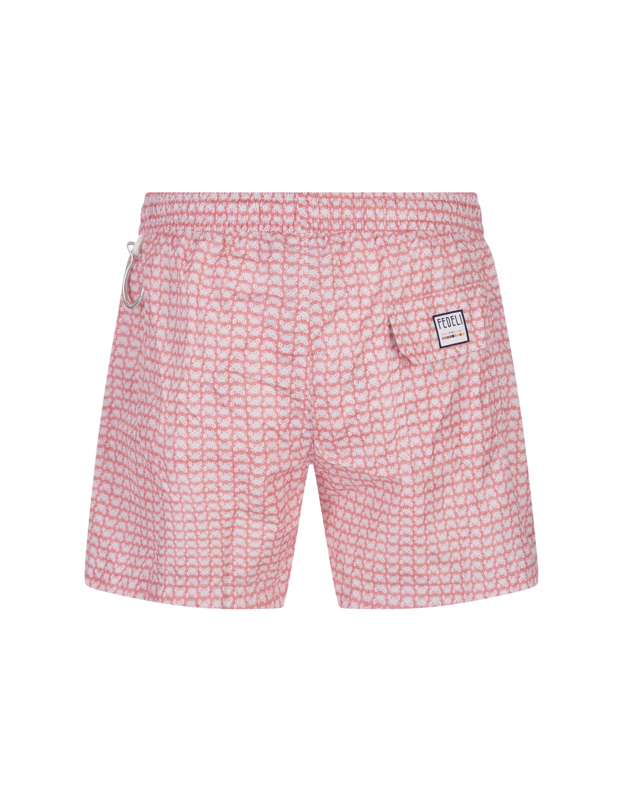 Shop Fedeli Pink Swim Shorts With Crab Pattern