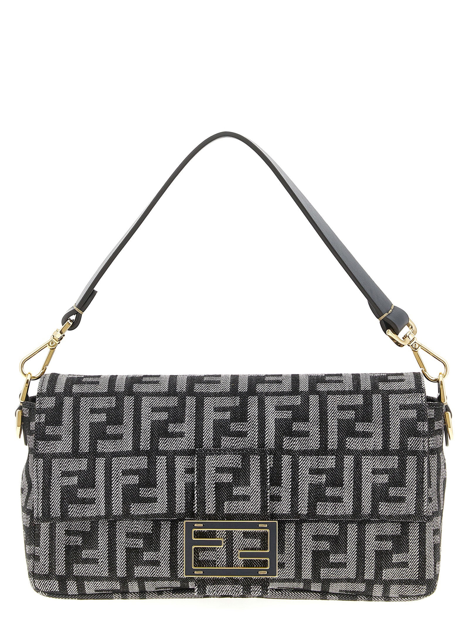 Fendi Medium Shoulder Bag Adjustable Strap In Black