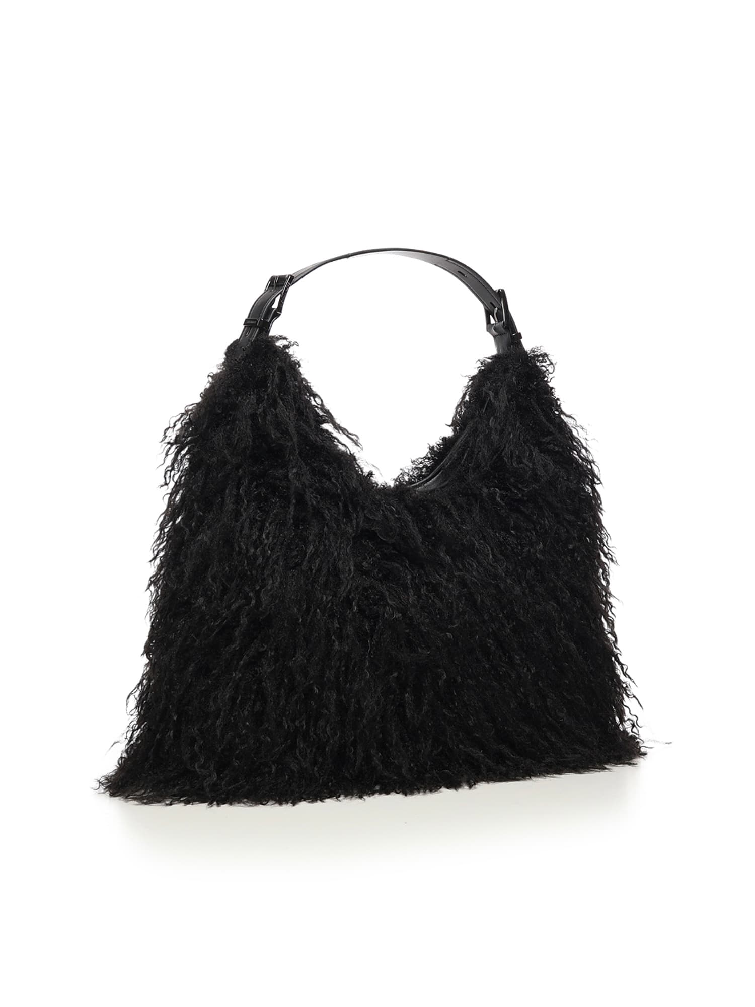 Michael Michael Kors Nolita Large Faux Shearling Hobo Bag In Black