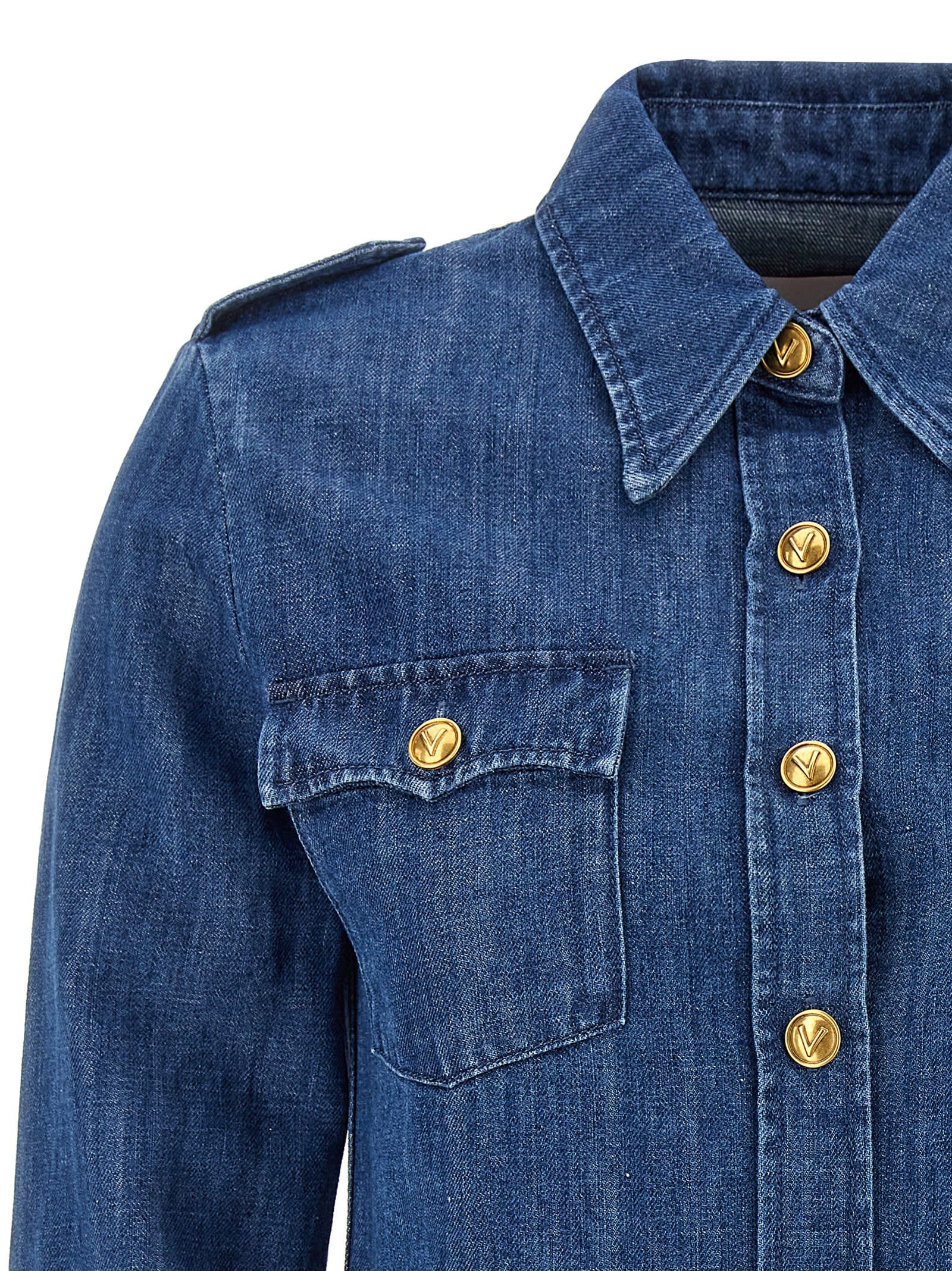 Shop Valentino Garavani Denim Shirt In Blue