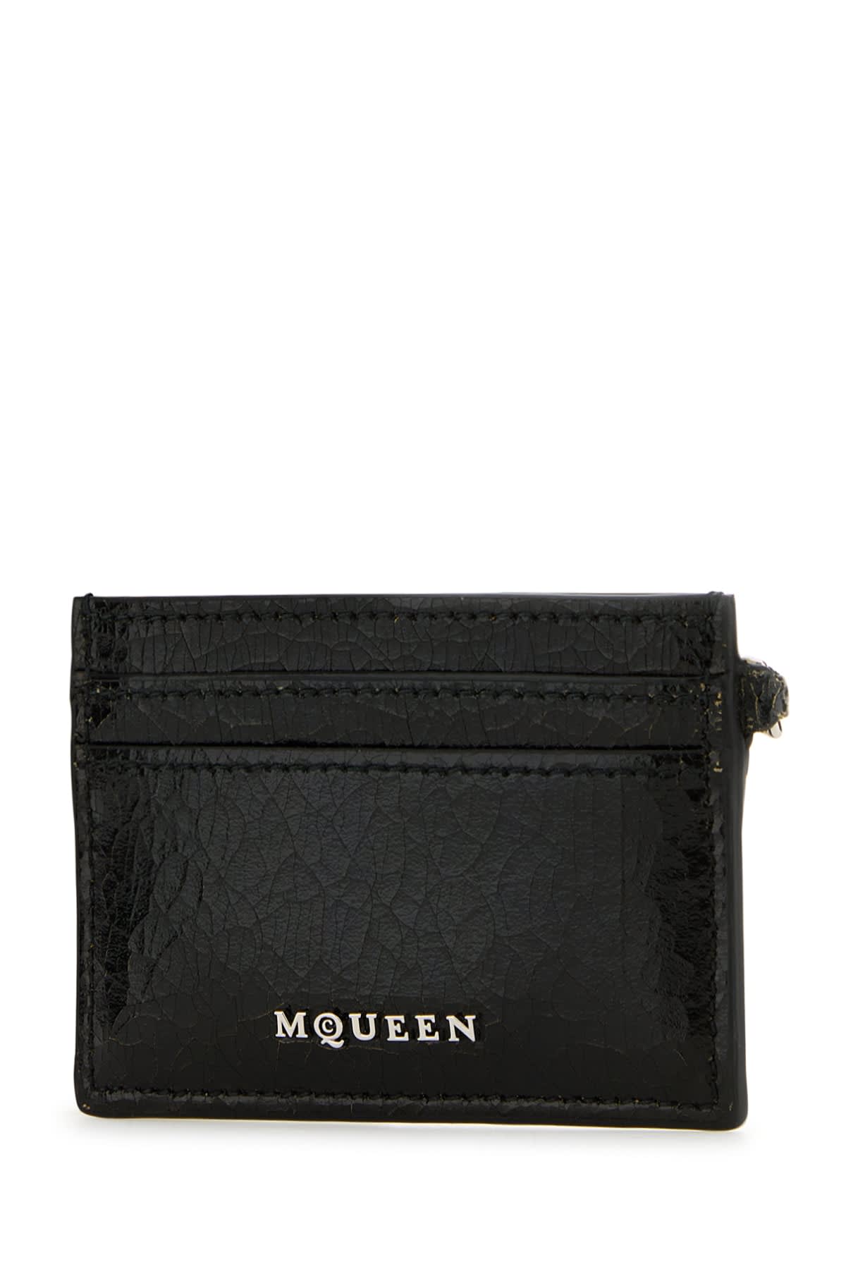 Shop Alexander Mcqueen Sling Card Holder In Blackcaramelsilver