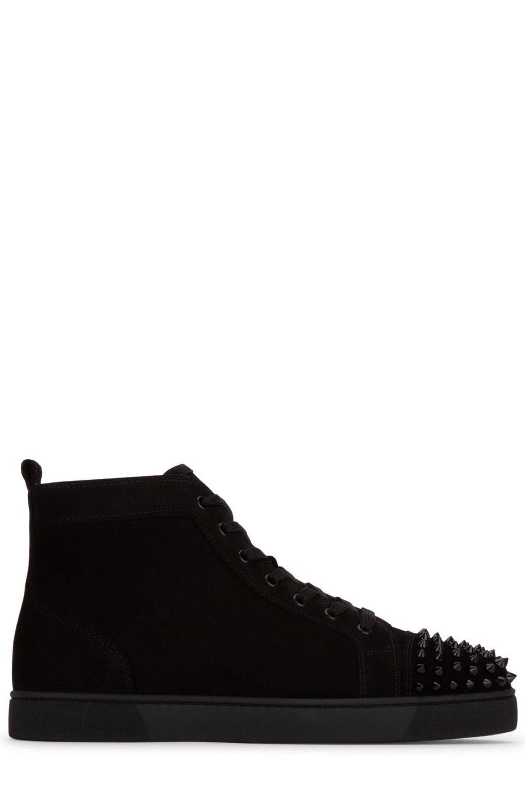 CHRISTIAN LOUBOUTIN LOU SPIKES EMBELLISHED HIGH-TOP SNEAKERS