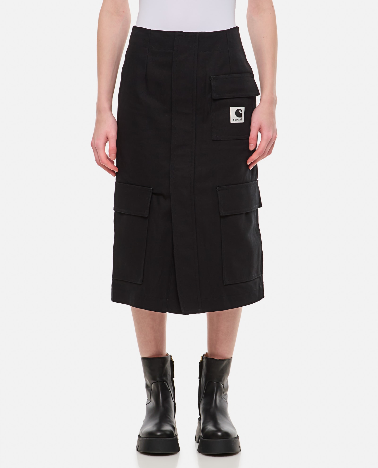 Sacai X Carhartt Wip Cotton Skirt In Black