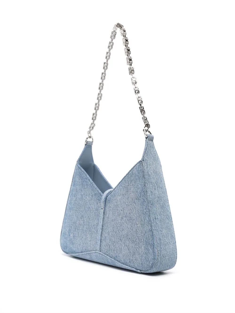 Shop Givenchy Cut-out Zipped Small Shoulder Bag In Light Blue Denim