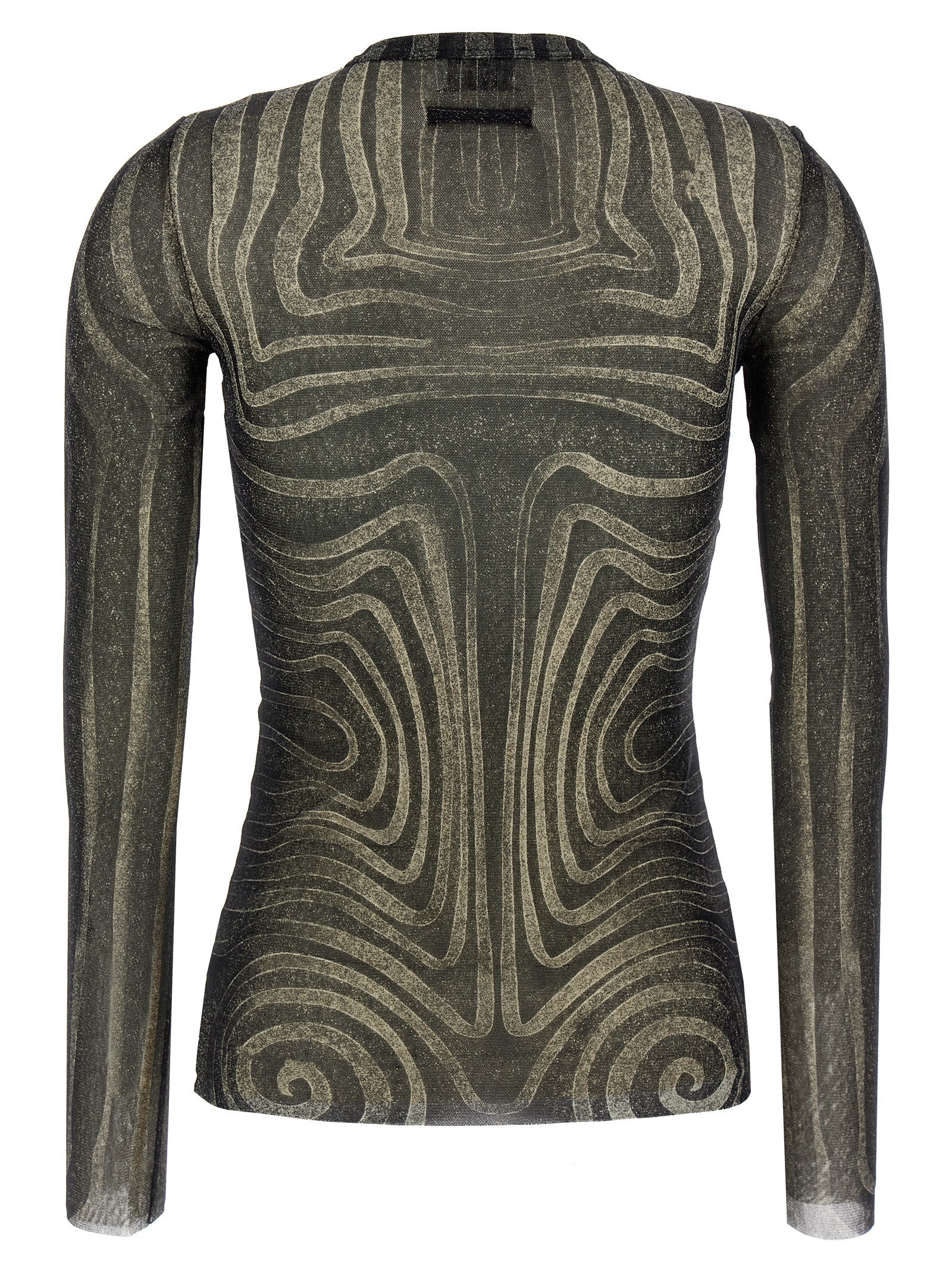 Jean Paul Gaultier Mesh Top With Geometric Pattern And Spiral Print