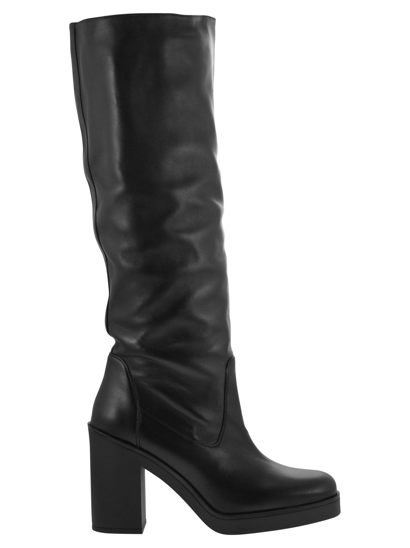 Shop Stuart Weitzman Bethenny 80 - Leather Boot In Black