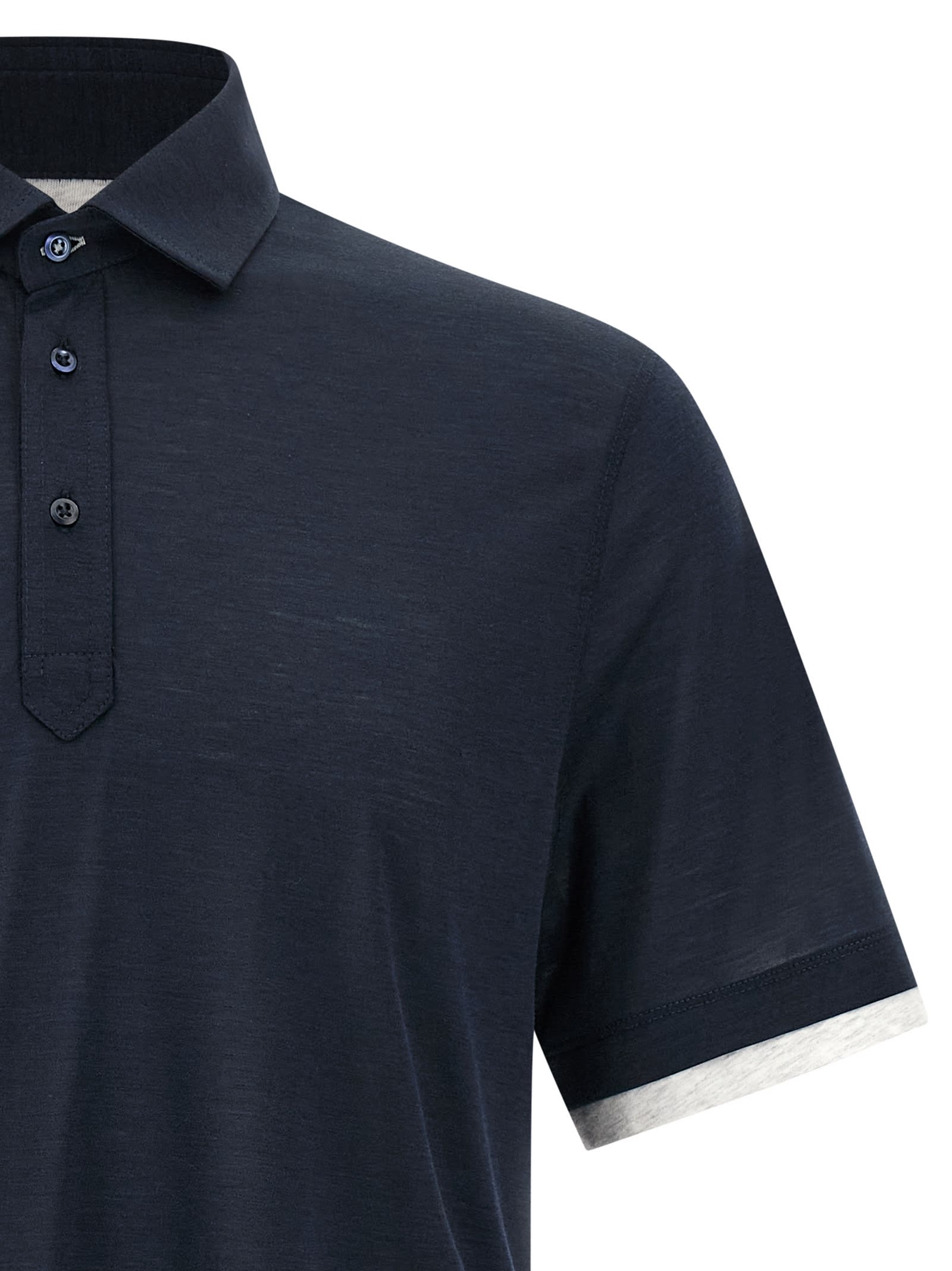 Brunello Cucinelli Silk And Cotton Blend Polo Shirt In Brown