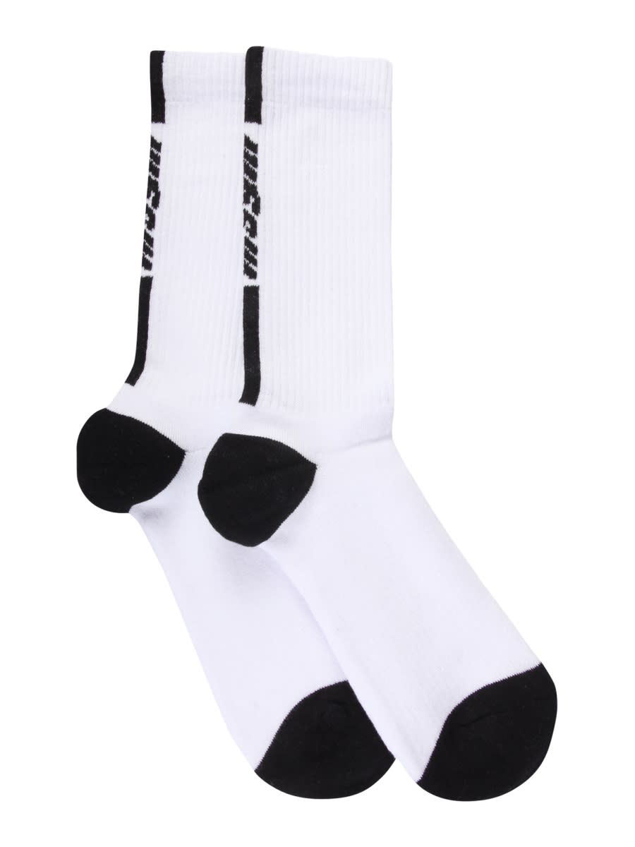 Shop Msgm Socks With Logo In Black