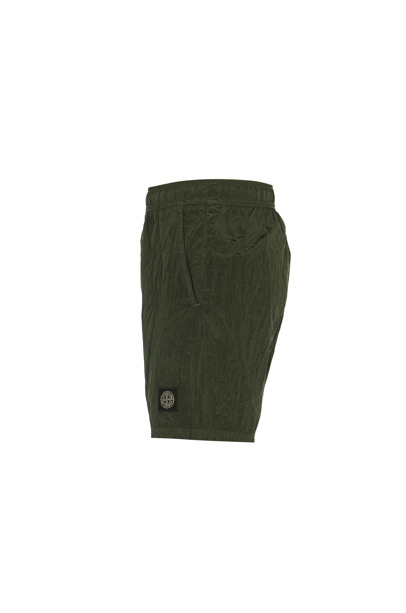 Shop Stone Island Logo Patch Shorts In Musk