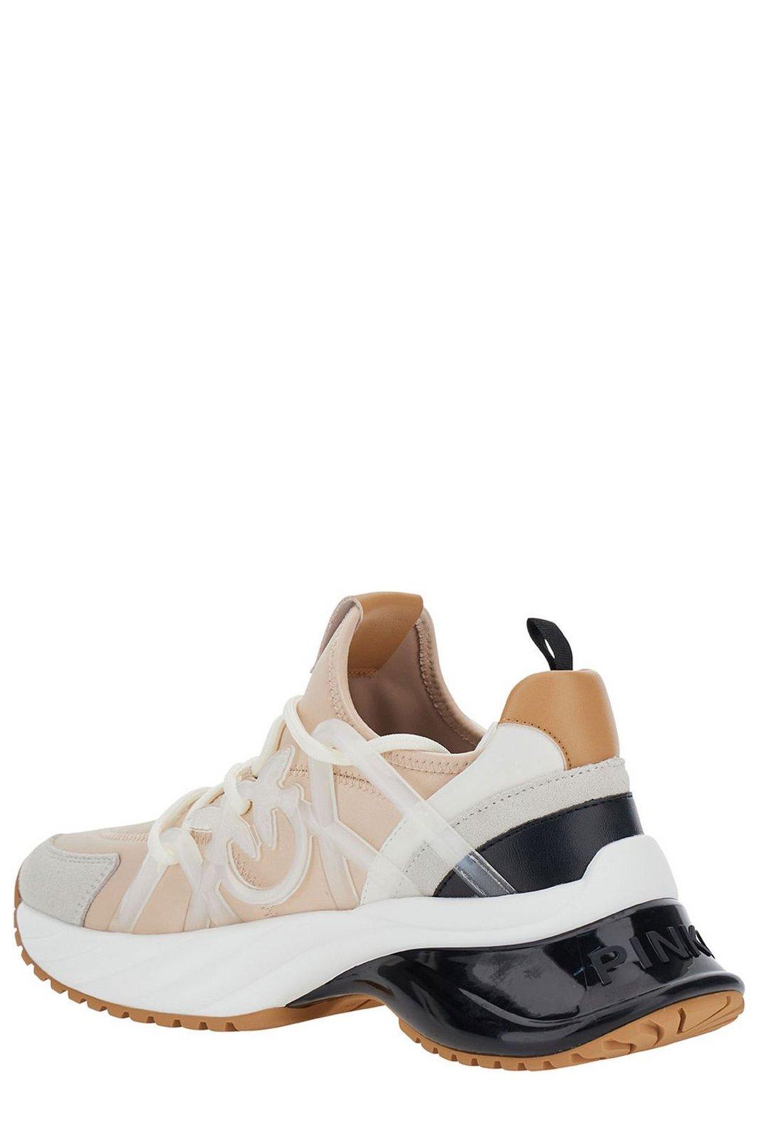 Shop Pinko Love Birds Panelled Lace-up Sneakers