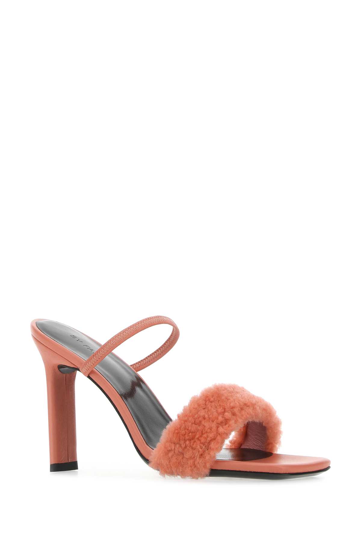 Shop By Far Salmon Leather Ada Mules In Slm