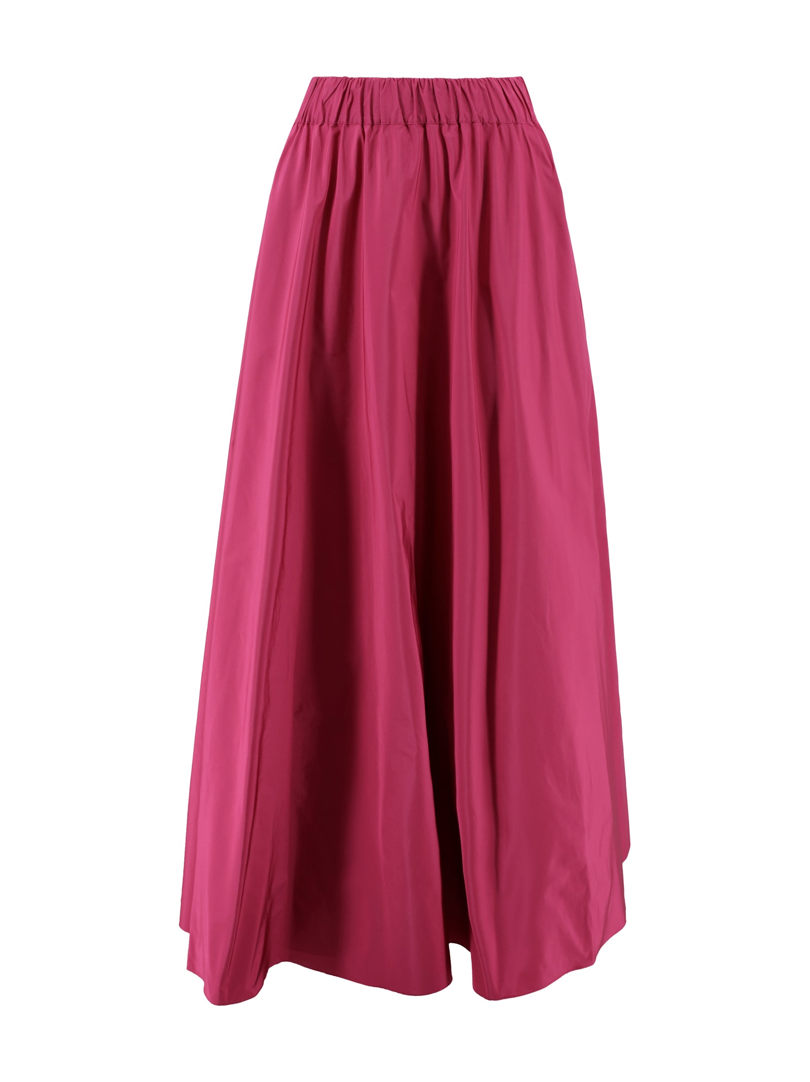 Parosh Fuchsia Midi Skirt With Elastic Waist And Ruffle Design In Tech Fabric Woman