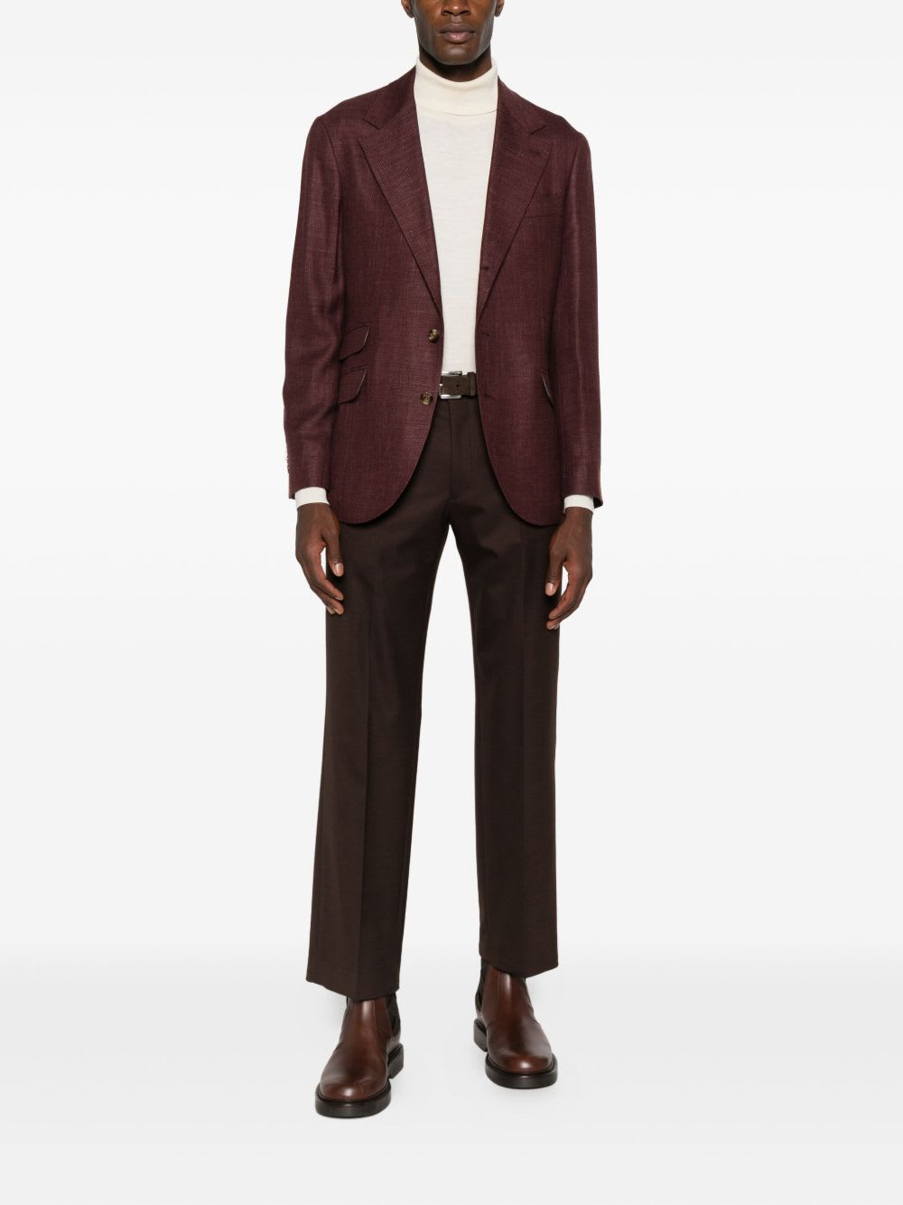 Brunello Cucinelli Tailored Single-breasted Jacket Lapel In Burgundy