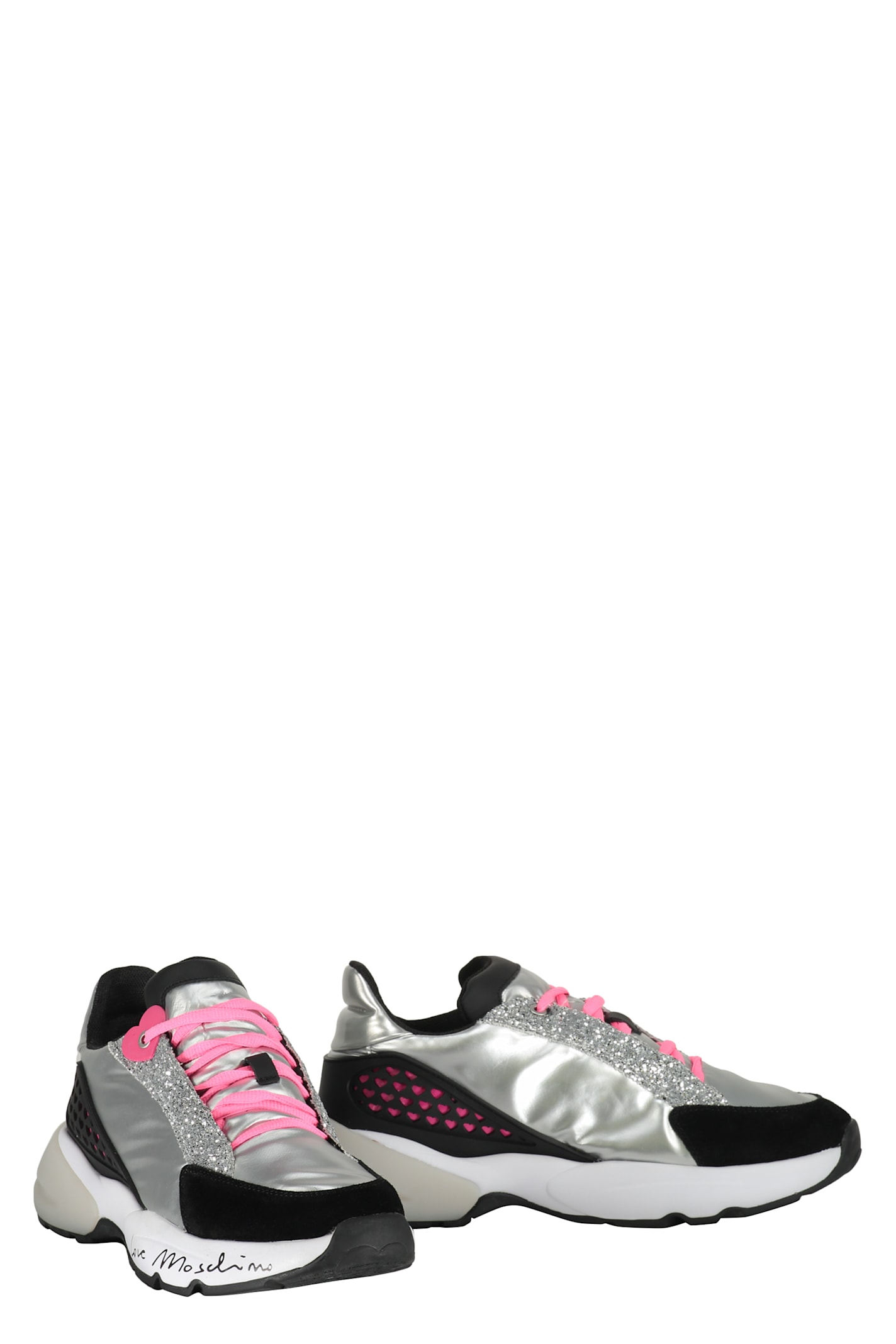 Shop Love Moschino Low-top Sneakers In Silver
