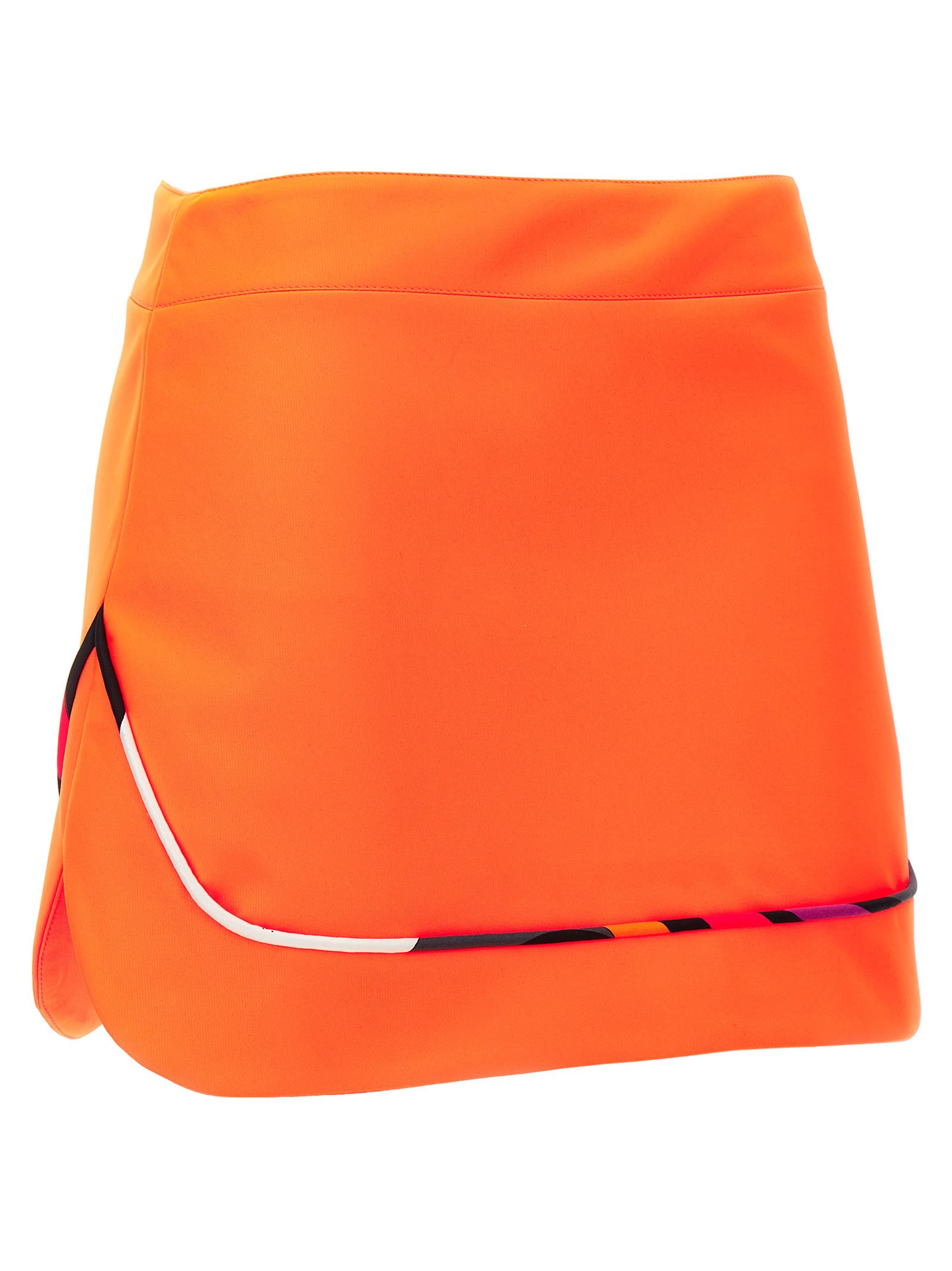 Shop Emilio Pucci Contrasting Piping Neon Skirt In Orange