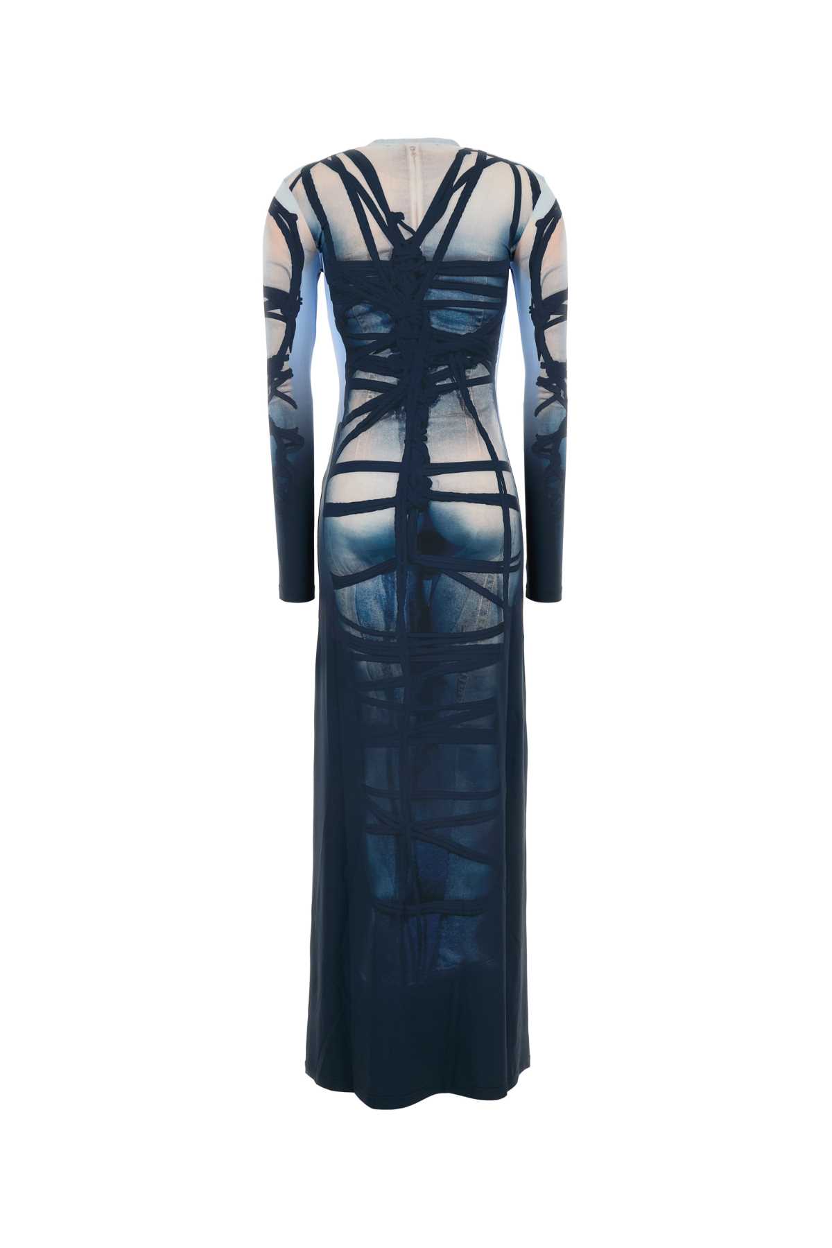 Shop Y/project Printed Stretch Nylon Dress In Blueblack