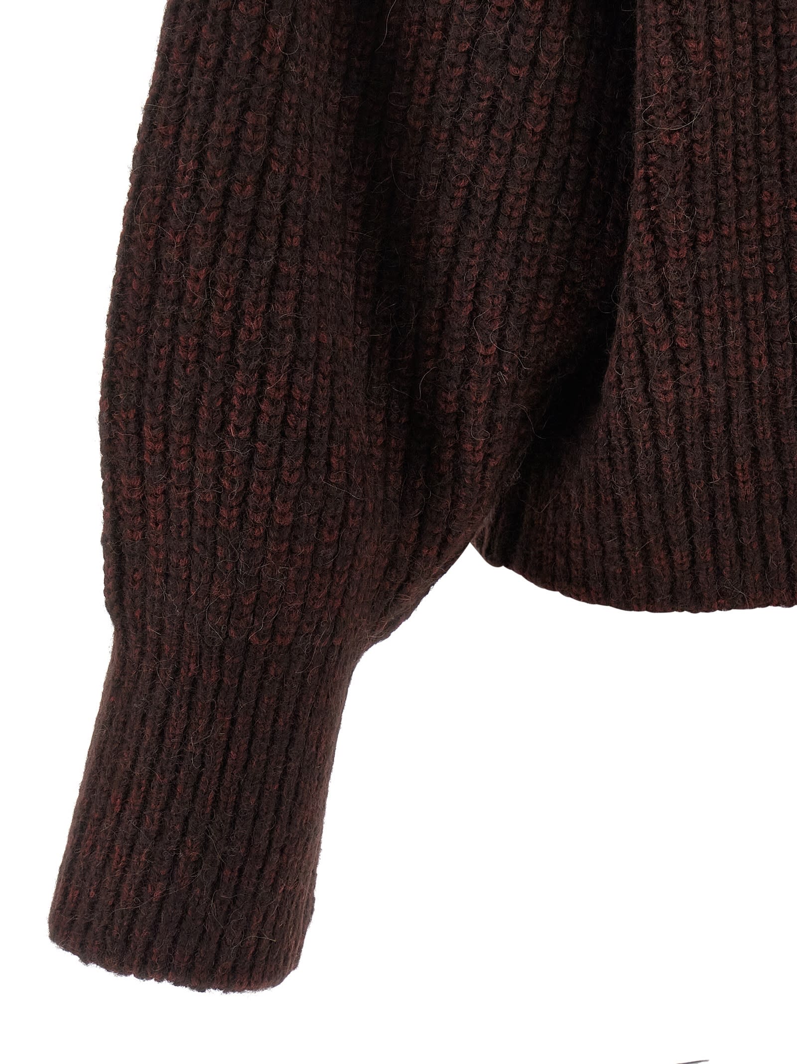 Dries Van Noten High Neck Long Sleeve Knit Sweater In Brown