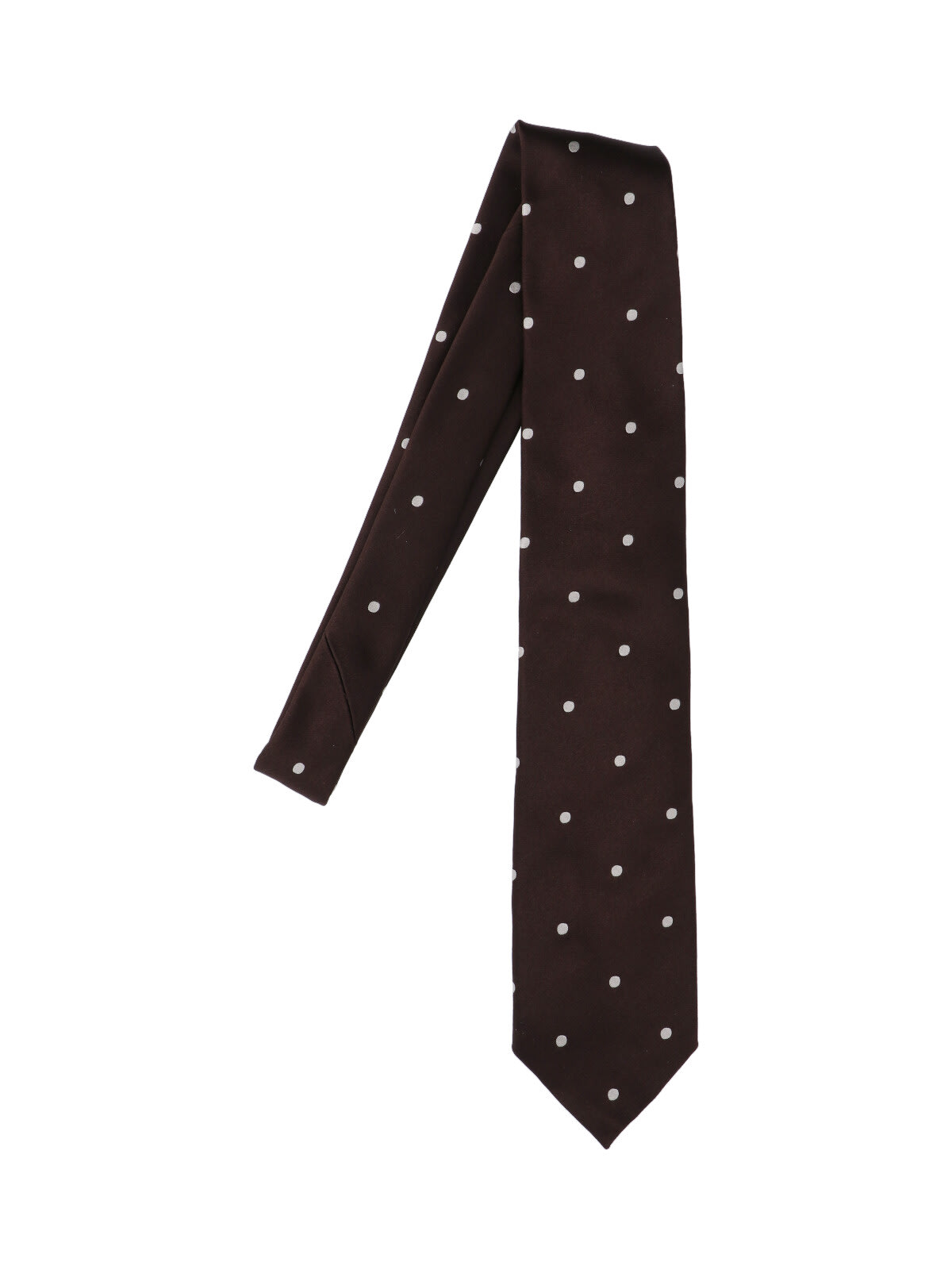Tom Ford Slim Polka Dot Ties With Pointed Tip In Brown