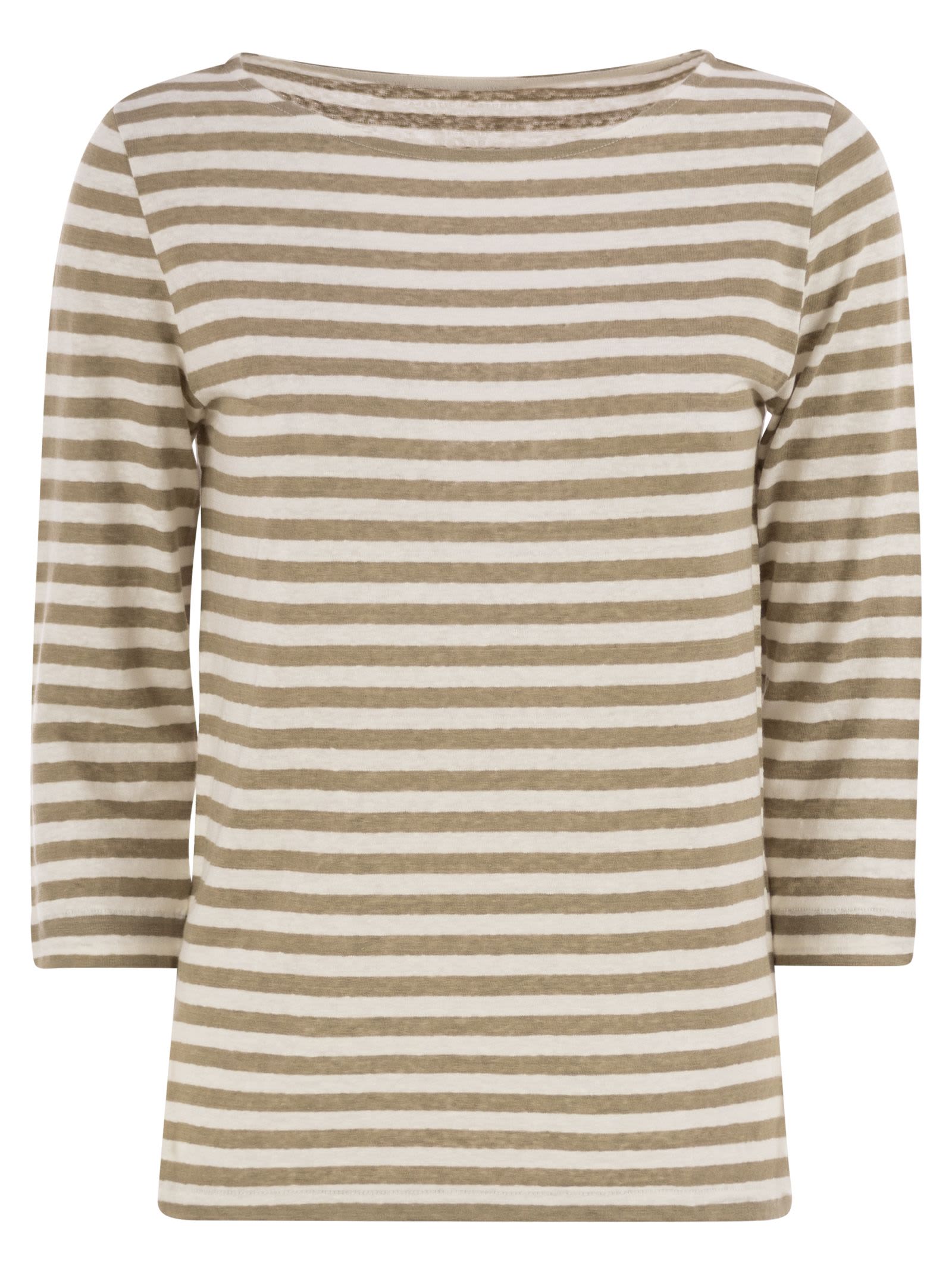 Striped Linen Boat Neck T-shirt