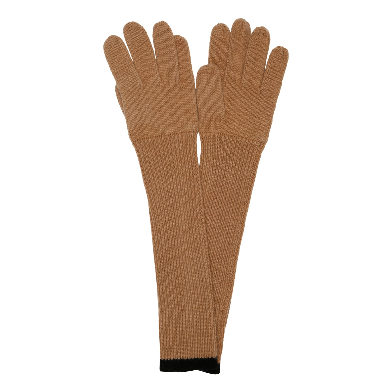 Aspesi Camel Beige Cashmere Long Gloves