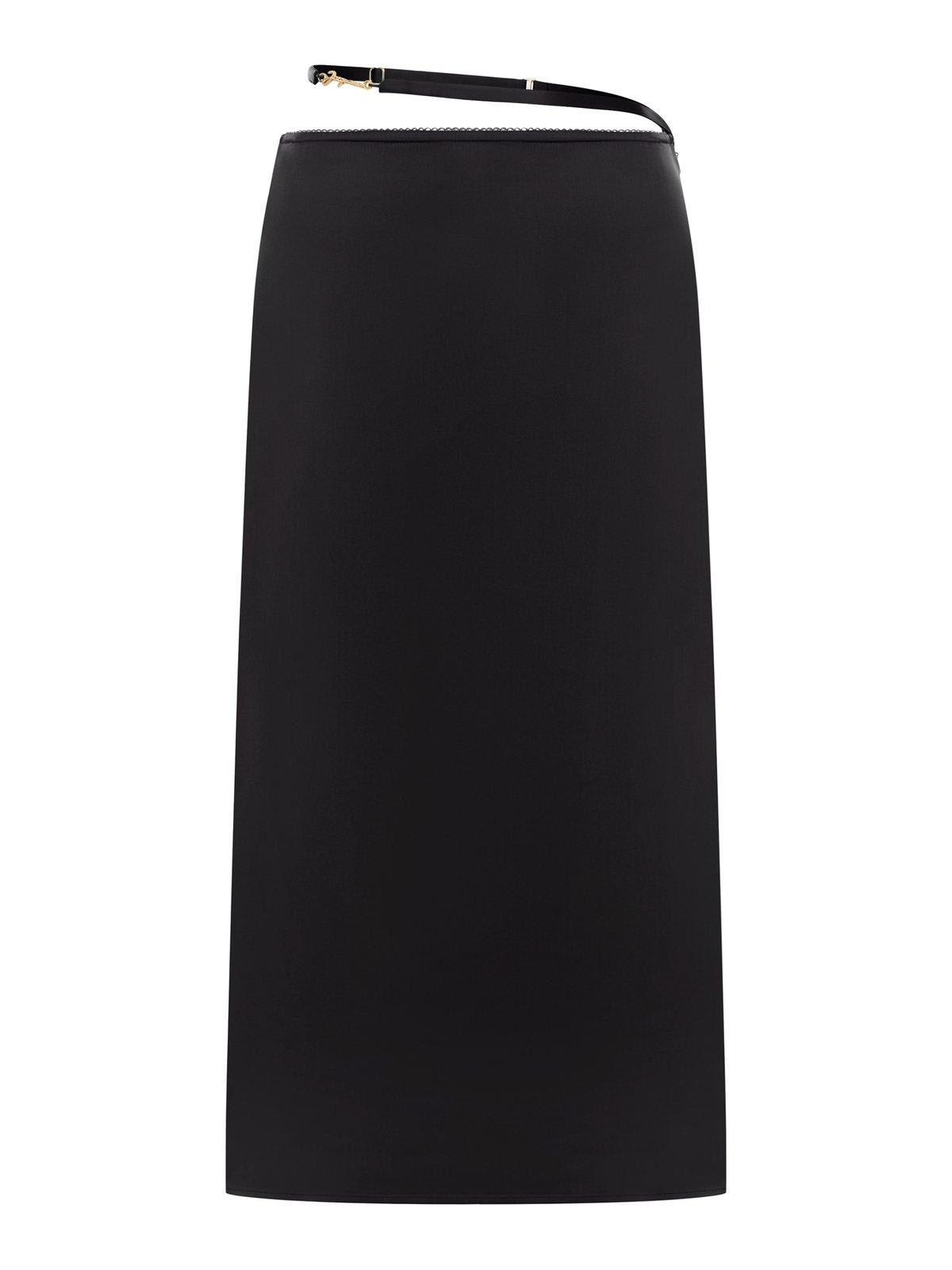 Shop Jacquemus Logo Plaque Midi Skirt In Black