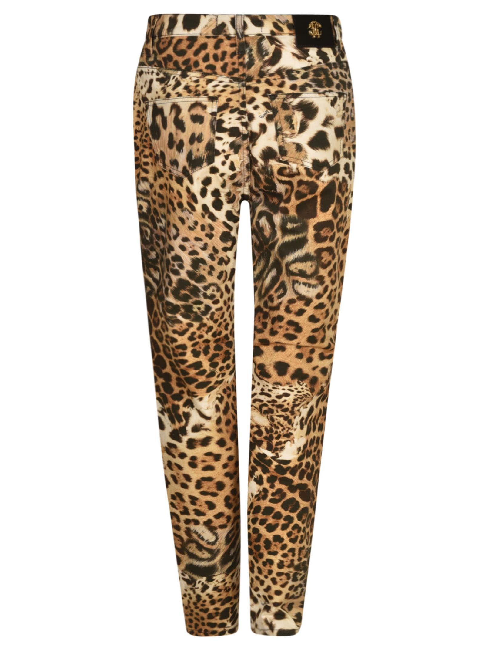 Shop Roberto Cavalli Animal Print Trousers In Natural