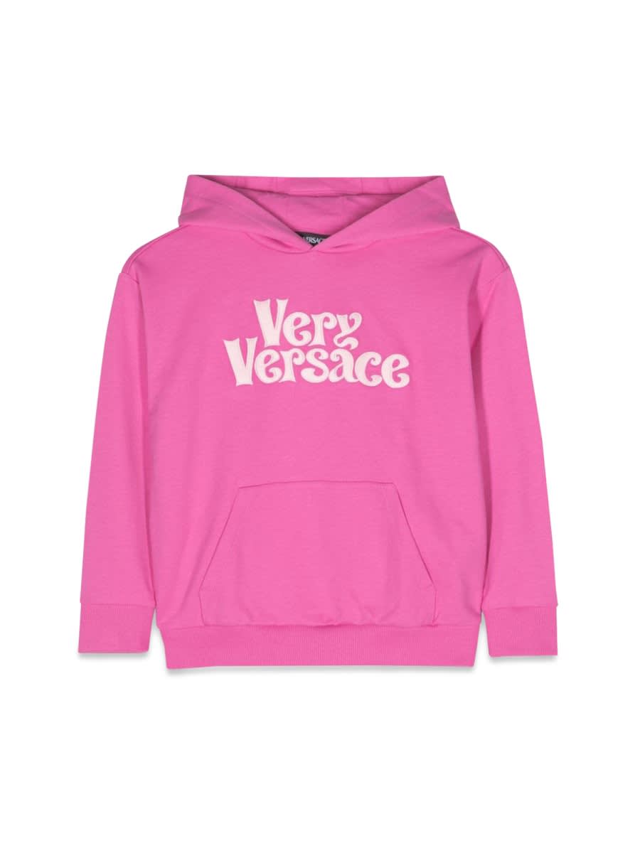 Shop Versace Sweatshirt Fleece Very  Embroidery In Pink