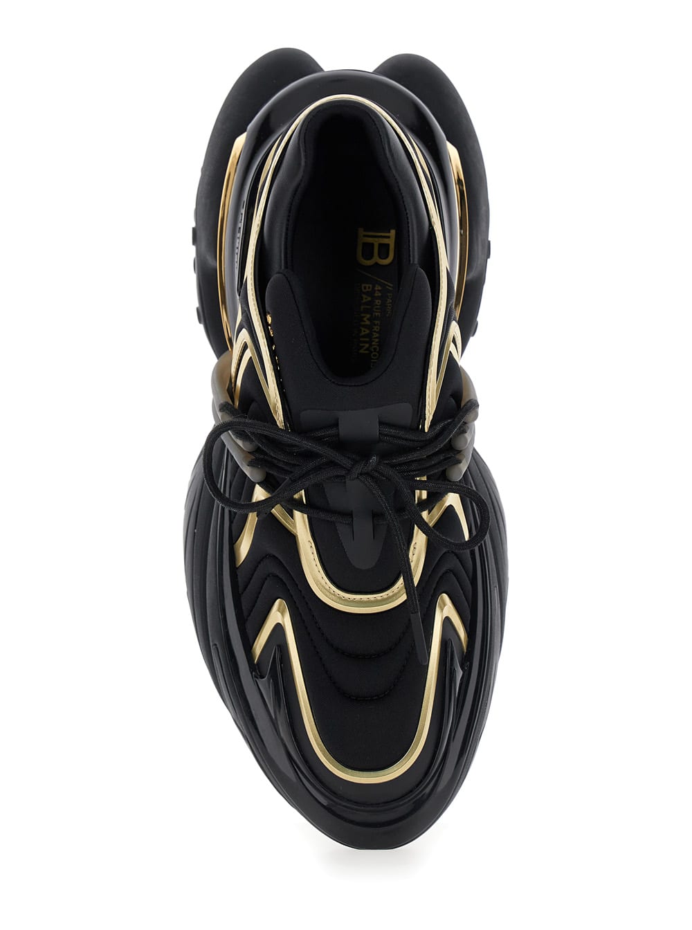 Shop Balmain Unicorn Black Sneakers With With Embossed Logo On The Side In Tech Fabric Man