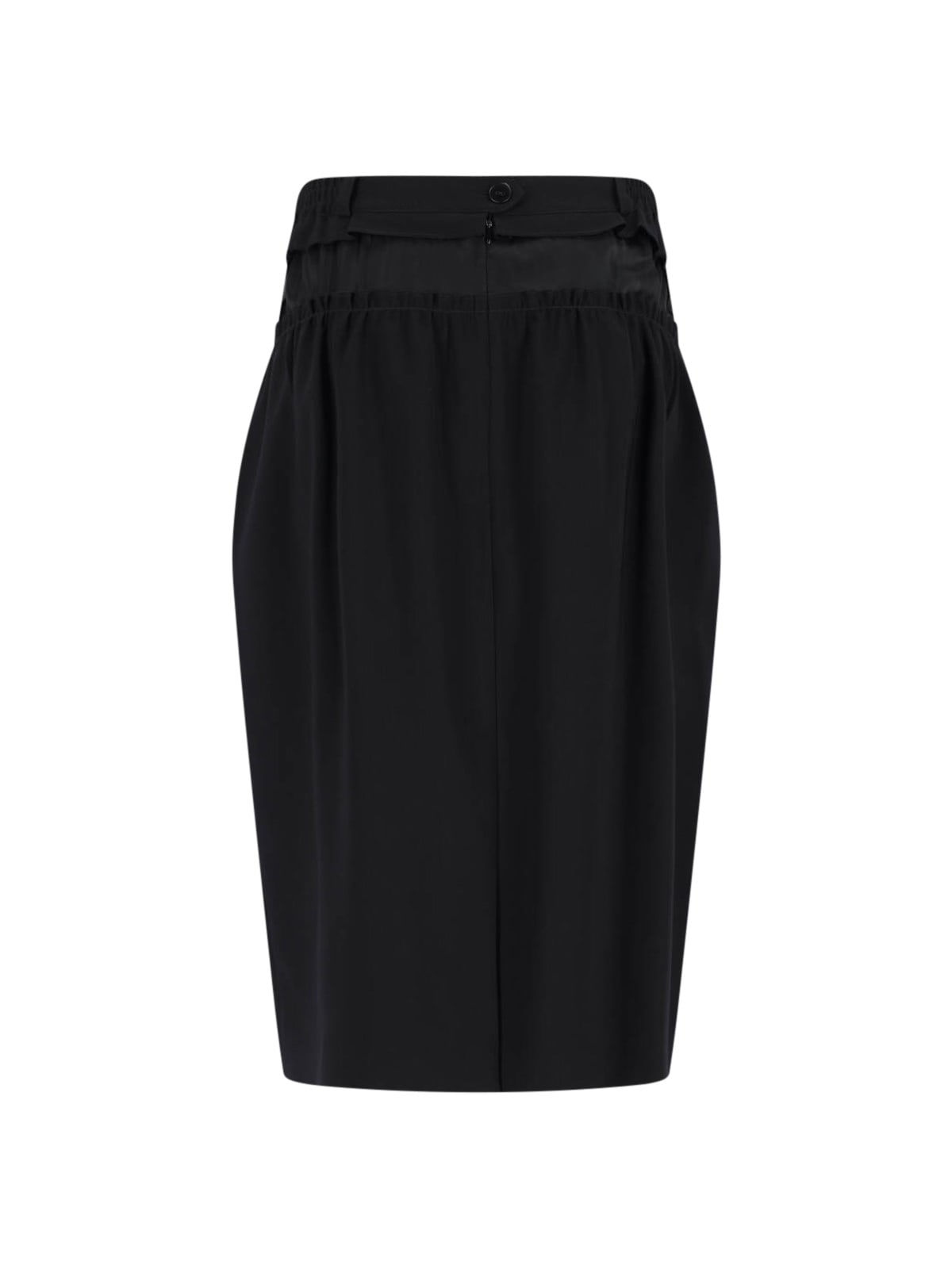 Maison Margiela High-waisted Midi Skirt With Sheer Panel Detail In Black