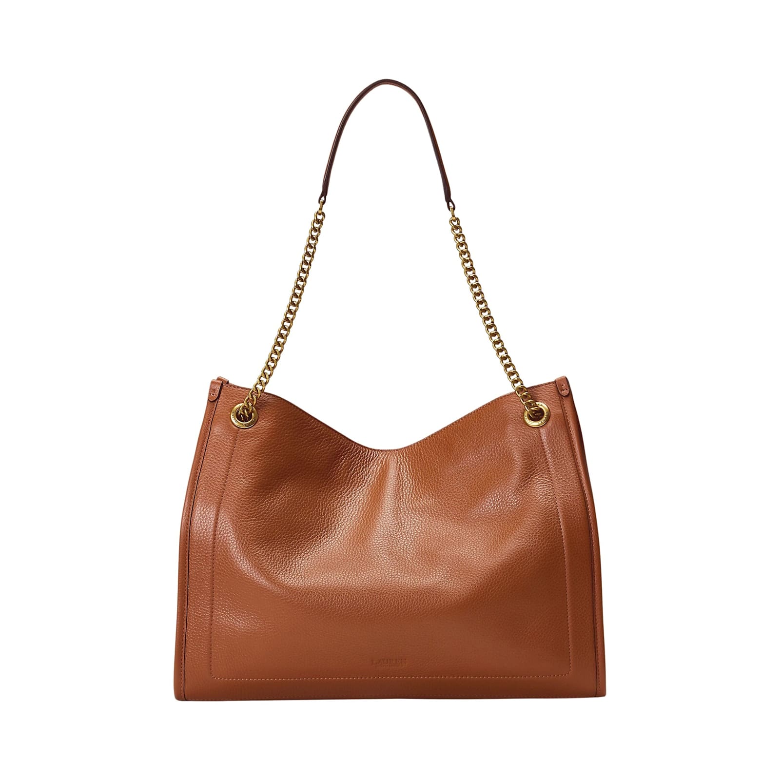 Ralph Lauren Pebbled Leather Large Bradley Tote Bag In Brown