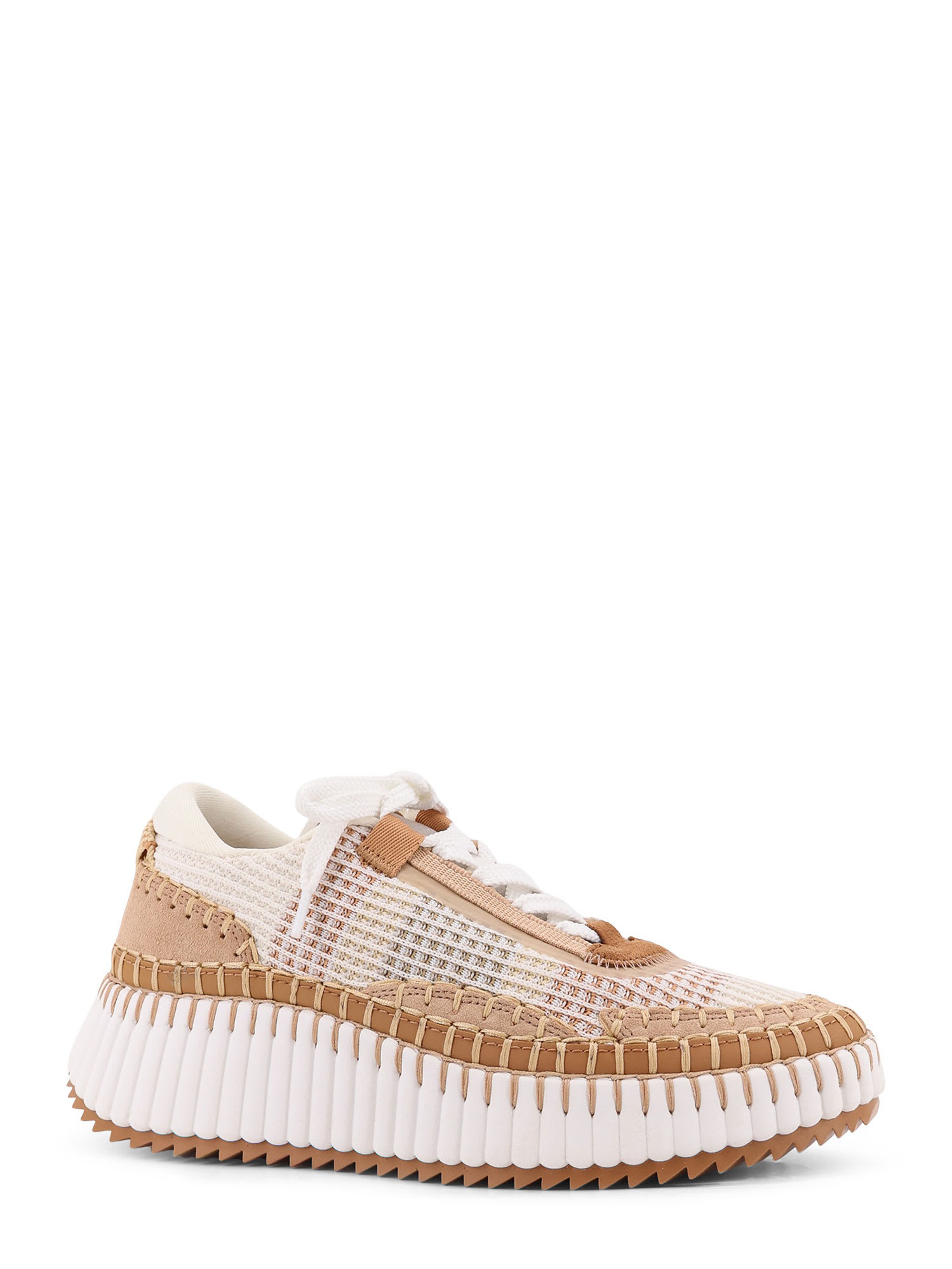 Chloé Mesh Nama Low-top Sneakers With Suede Inserts In Brown