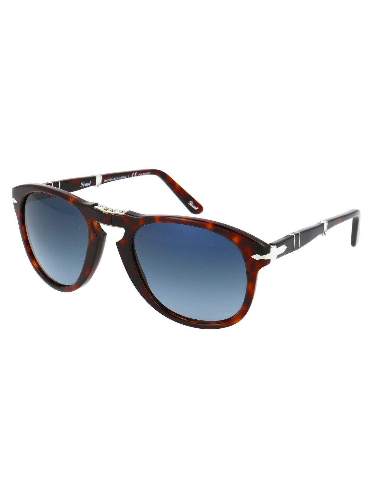 Shop Persol 714 Round Frame Folding Sunglasses In 24/s3