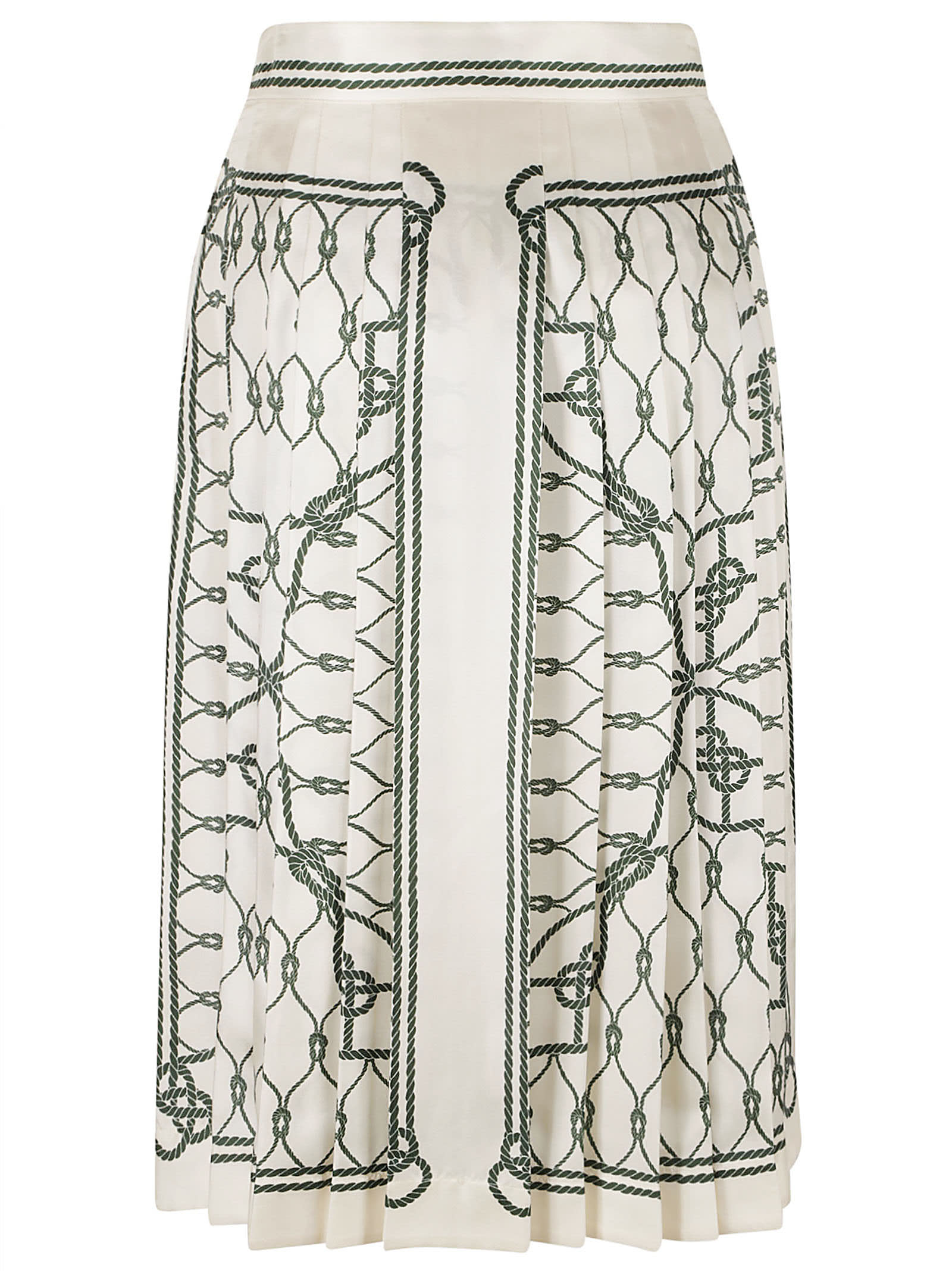 Shop Tory Burch Printed Pleated Skirt In Green