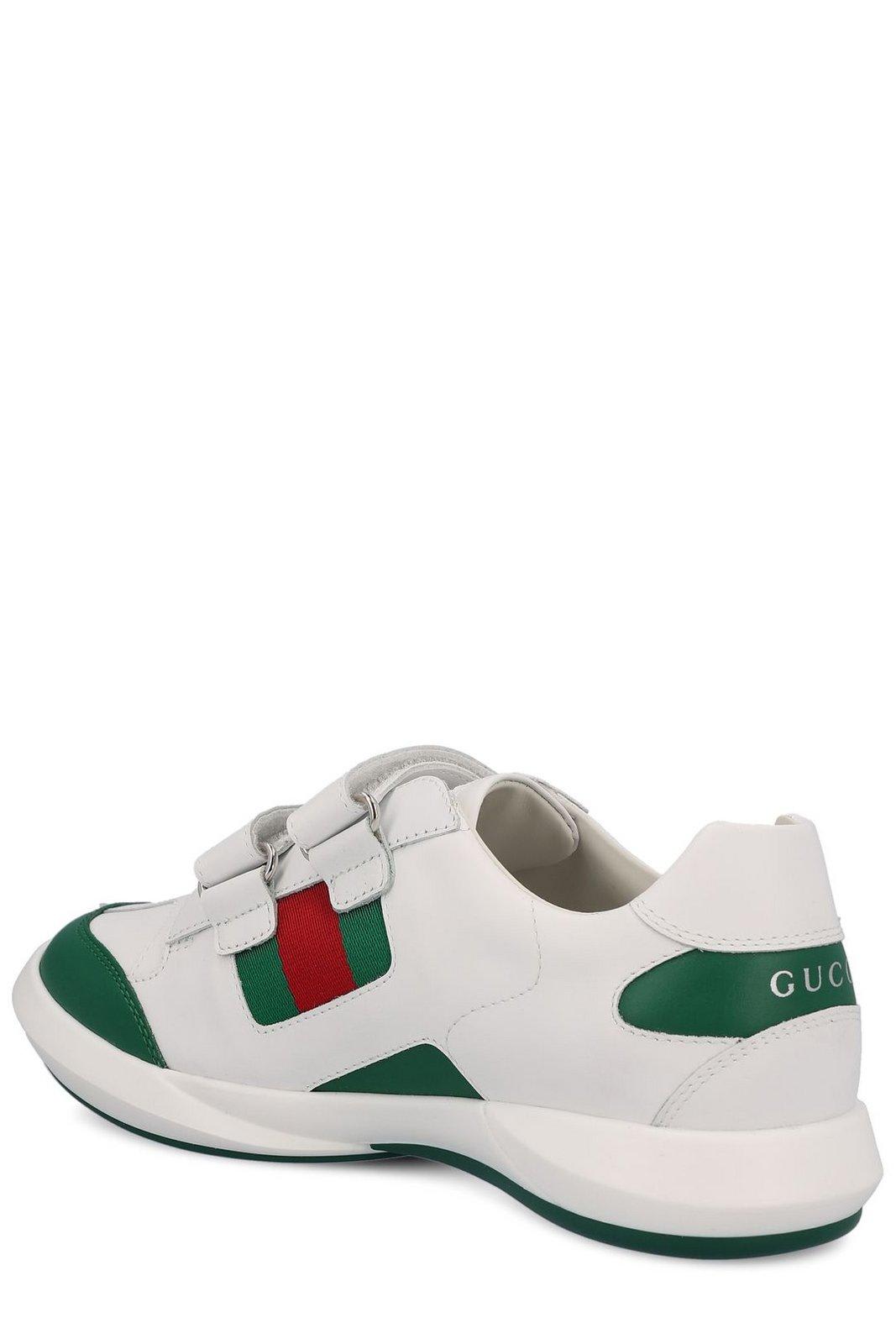 Shop Gucci Logo Printed Round Toe Sneakers In White