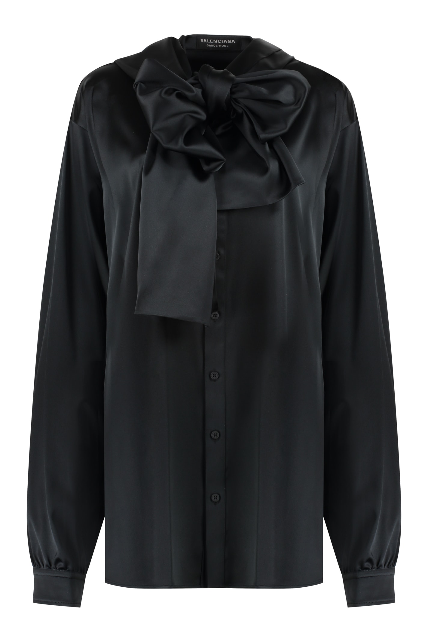 Shop Balenciaga Pussy-bow Blouse In Black