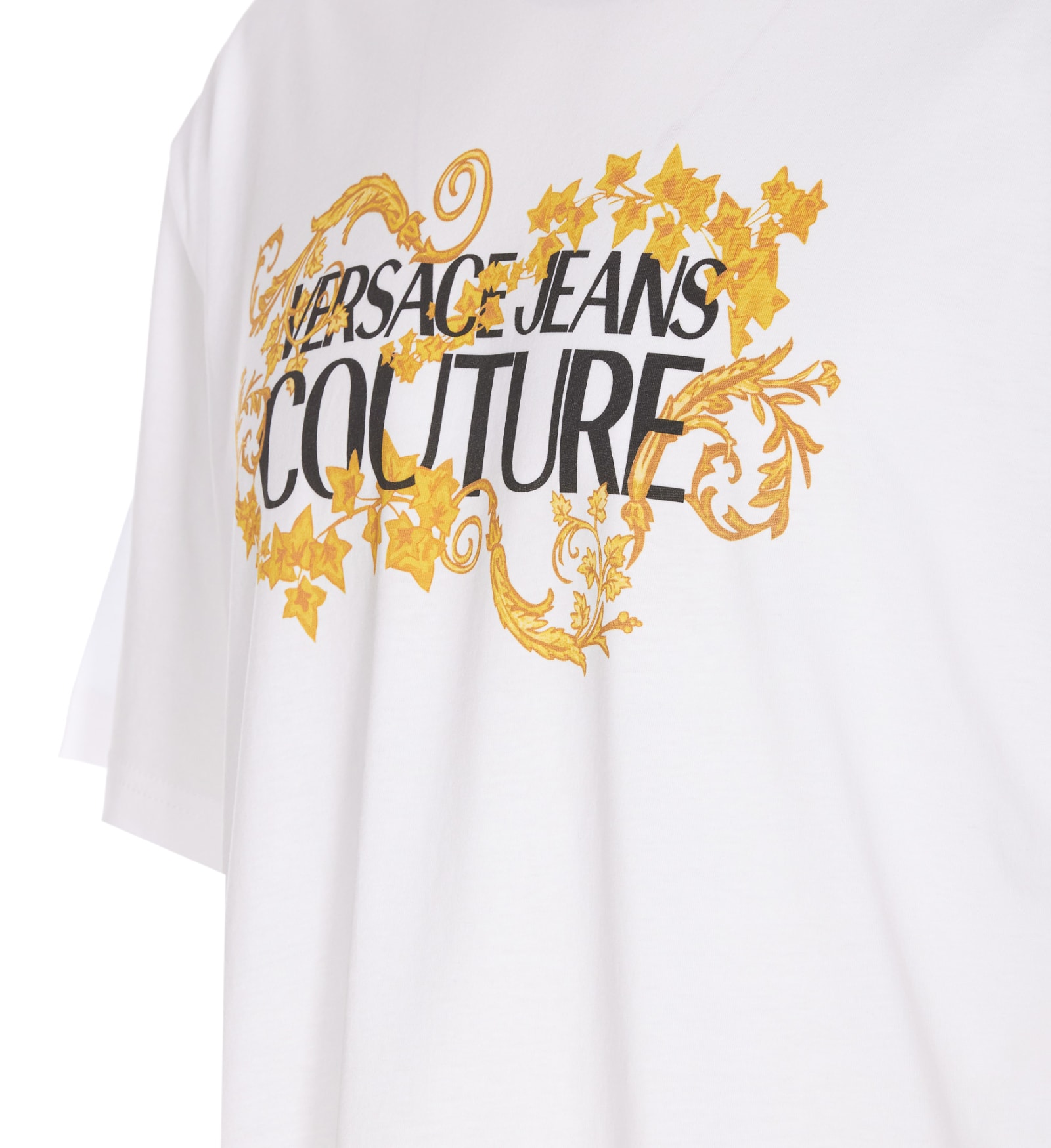 Versace Jeans Couture Baroque Outline Logo T-shirt In White