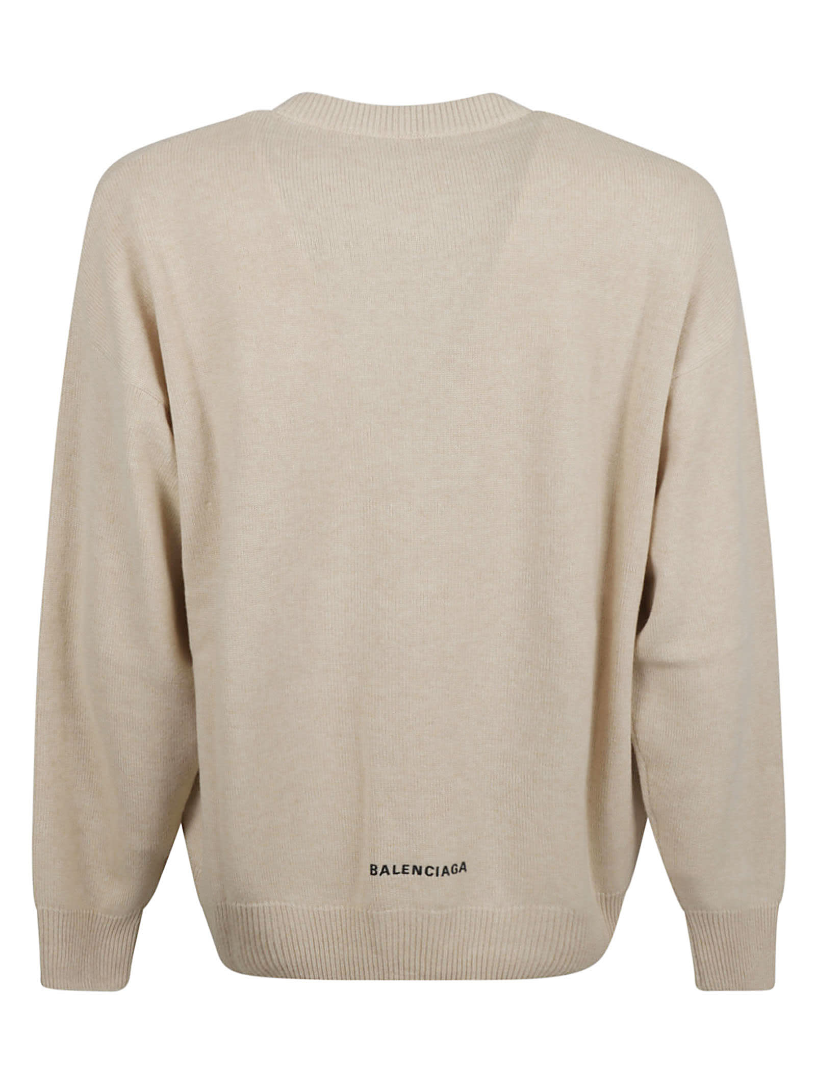 Shop Balenciaga Round Neck Knitted Jumper In Beige