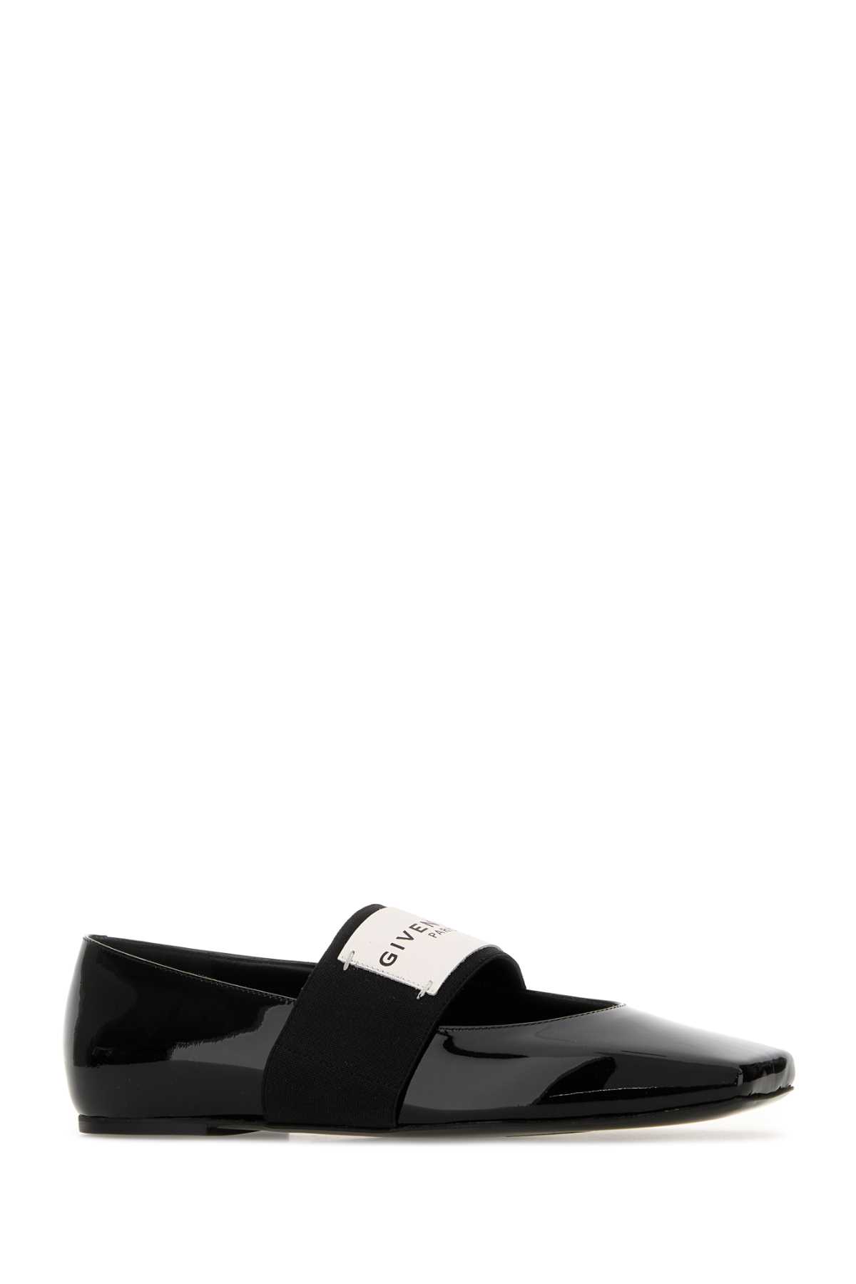 Givenchy Leather Squared Toe Ballet Flats In Black