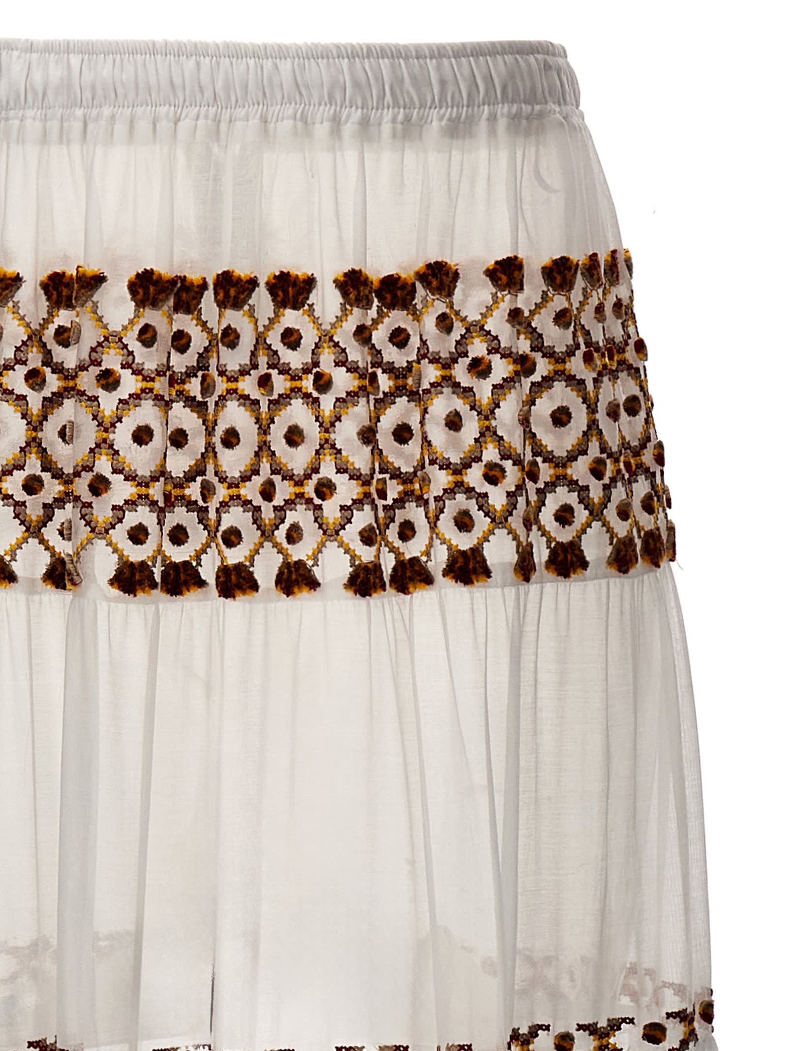 Shop Ermanno Scervino Long Embroidery Skirt In White