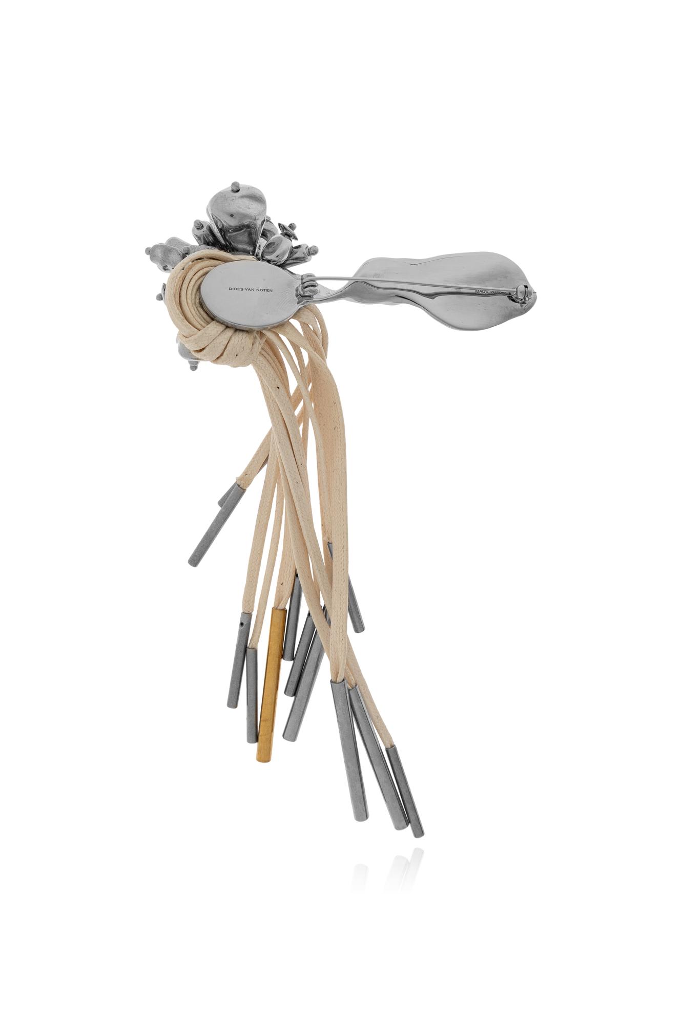 Dries Van Noten Brass Brooch In Brown