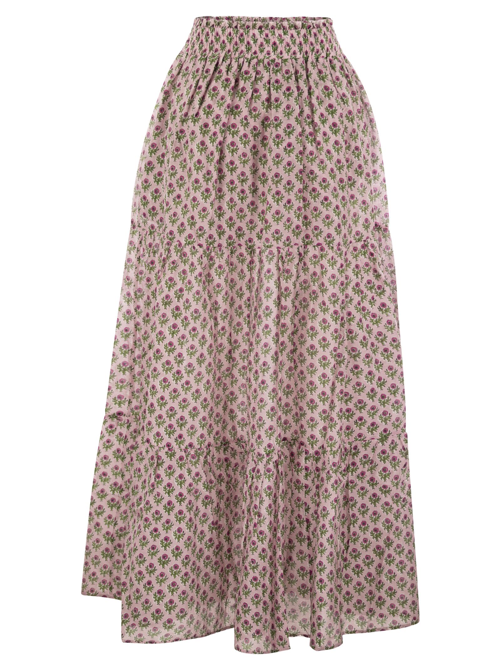 Shop Mc2 Saint Barth Cheyenne - Long Skirt In Cotton And Silk. In Pink