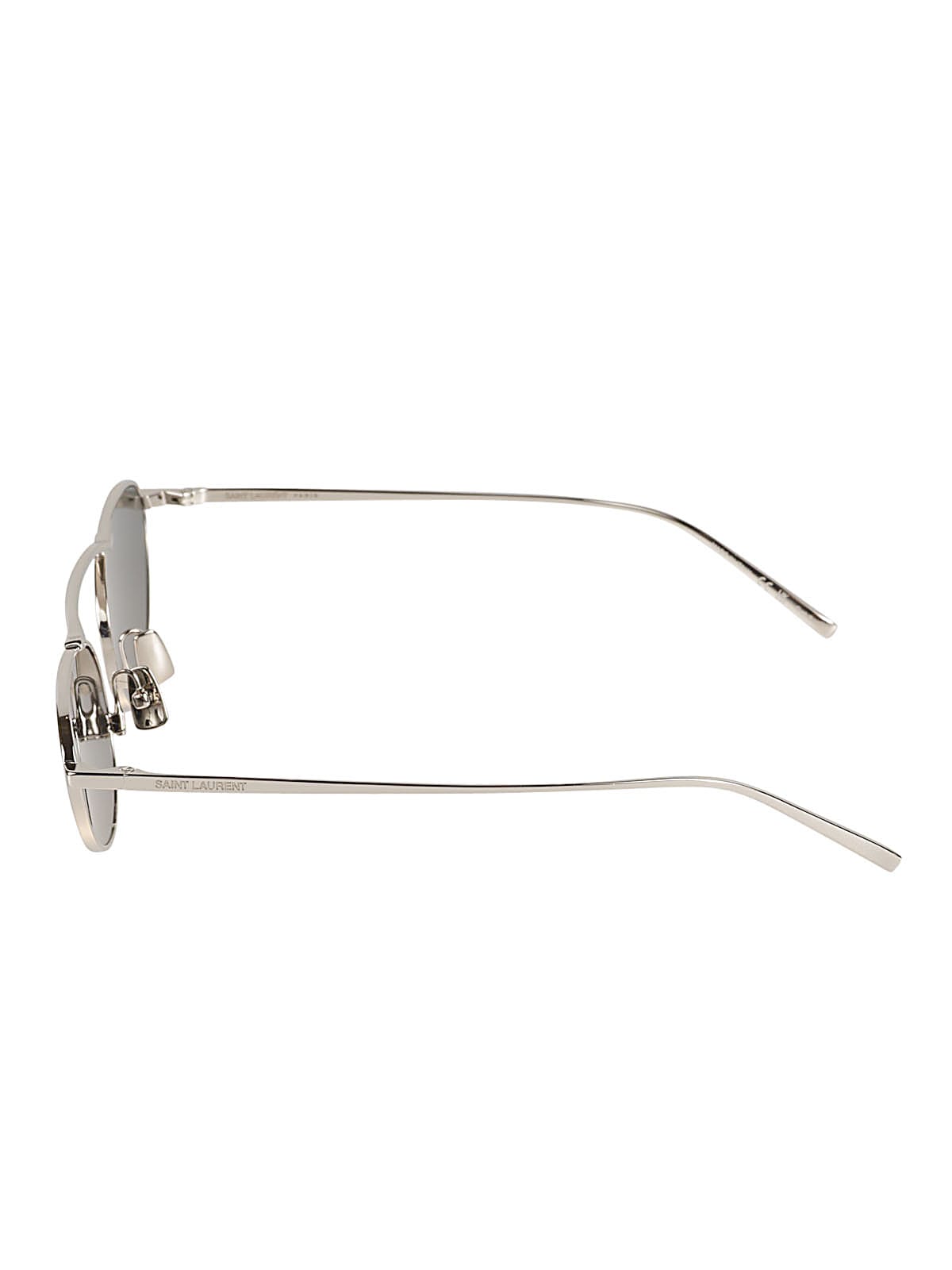 Shop Saint Laurent Oval Frame Sunglasses In Silver/grey