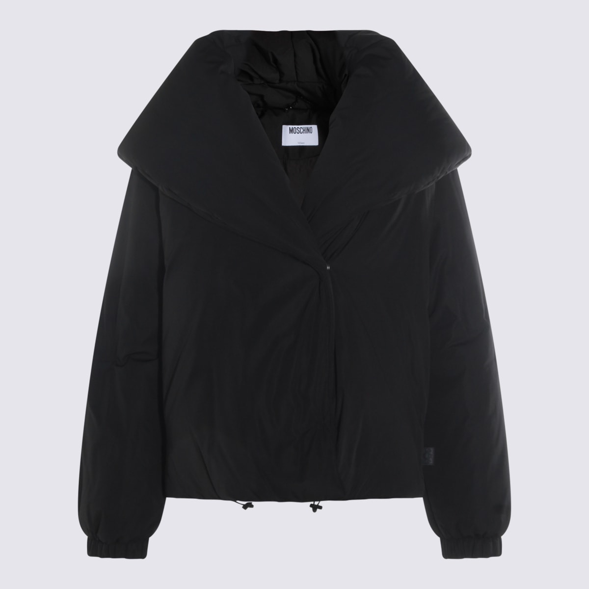 Moschino Quilted Down Jacket Wide Collar In Black