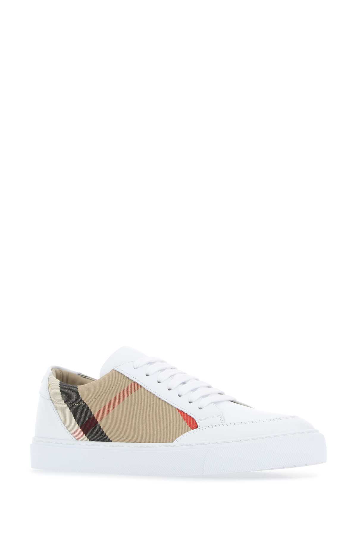 Shop Burberry Multicolor Leather And Fabric Sneakers In A1462