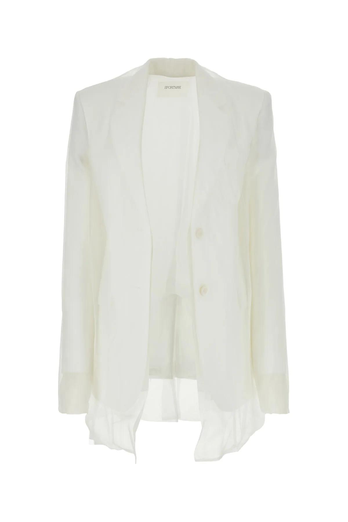 Shop Sportmax White Silk Acacia1234 Blazer