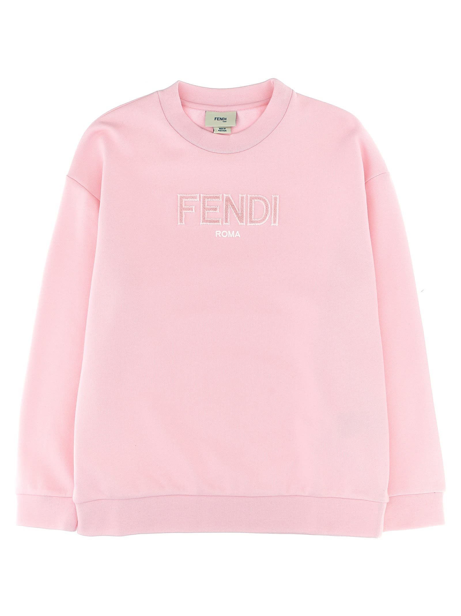 Fendi Kids' Flocked Logo Sweatshirt In Pink