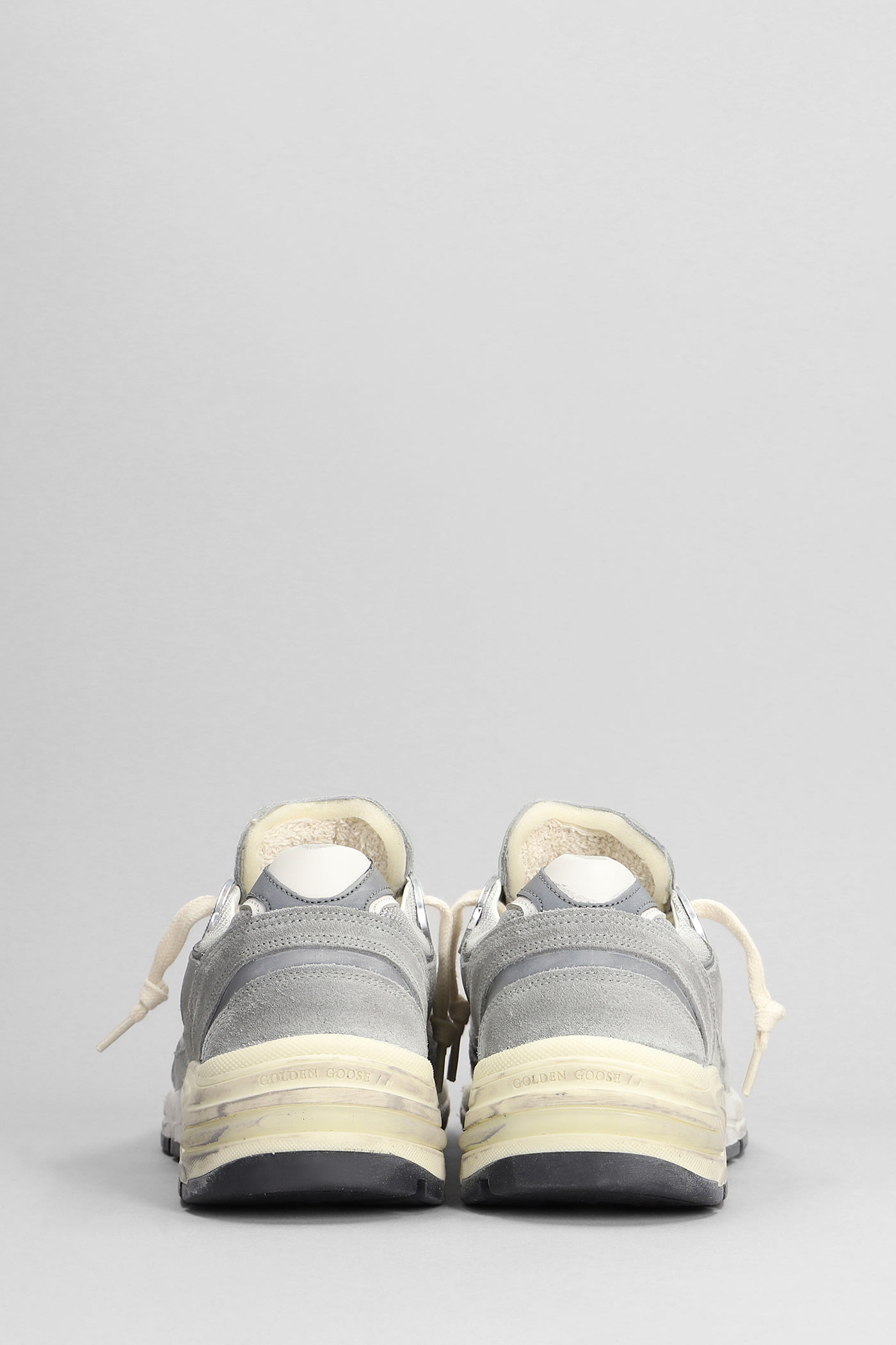 Shop Golden Goose Running Sneakers In Grey Suede And Fabric